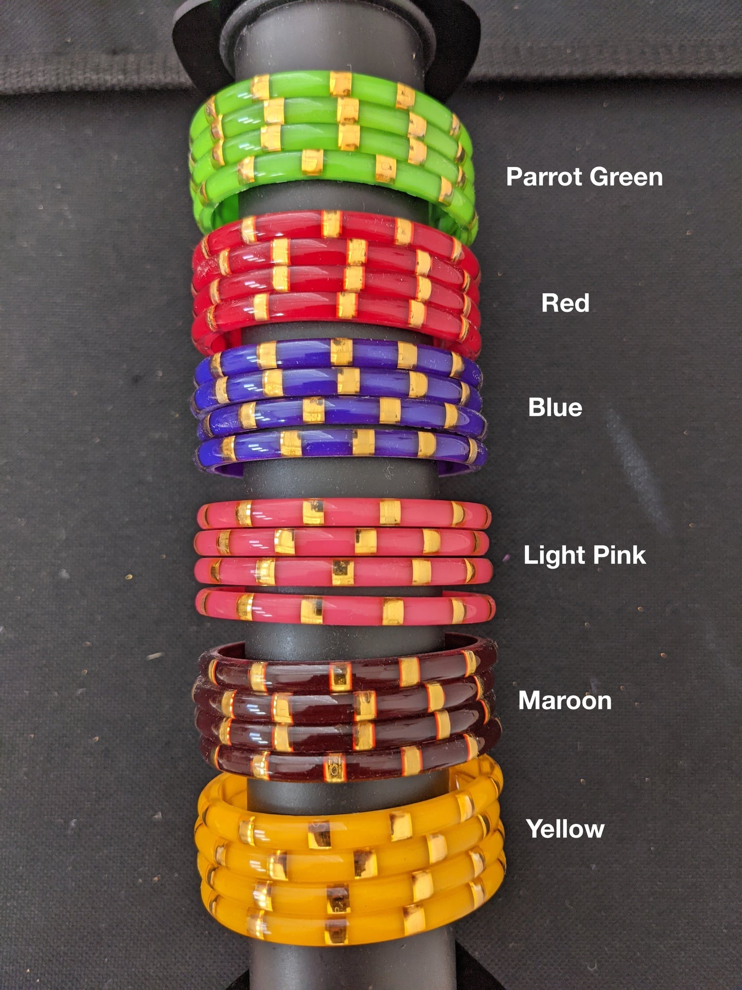 Toddler / Kids Shiny Plastic Bangles with gold line - Set of 4