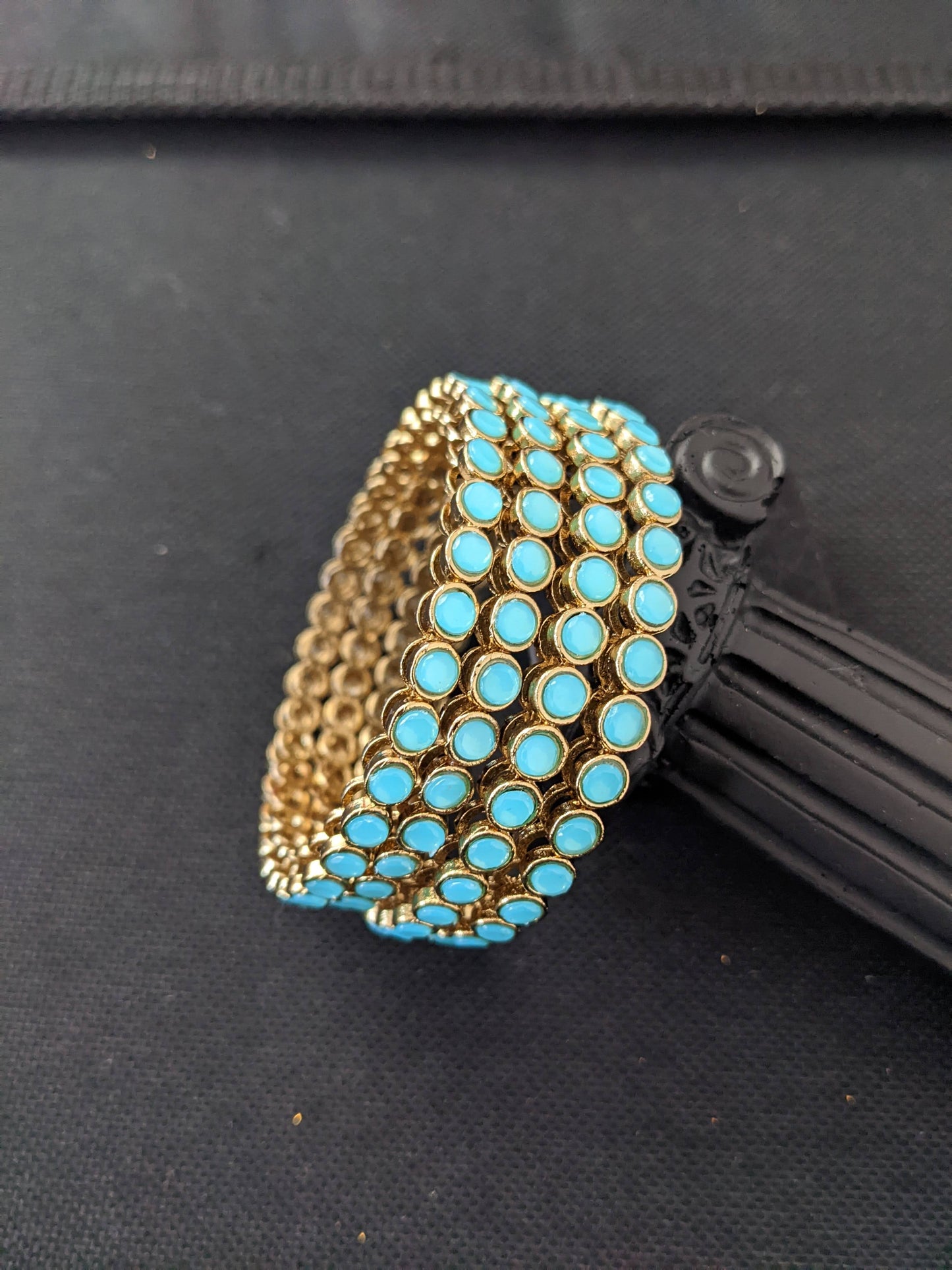 Circle design Mehandi polish Colorful Polki stone Bangles