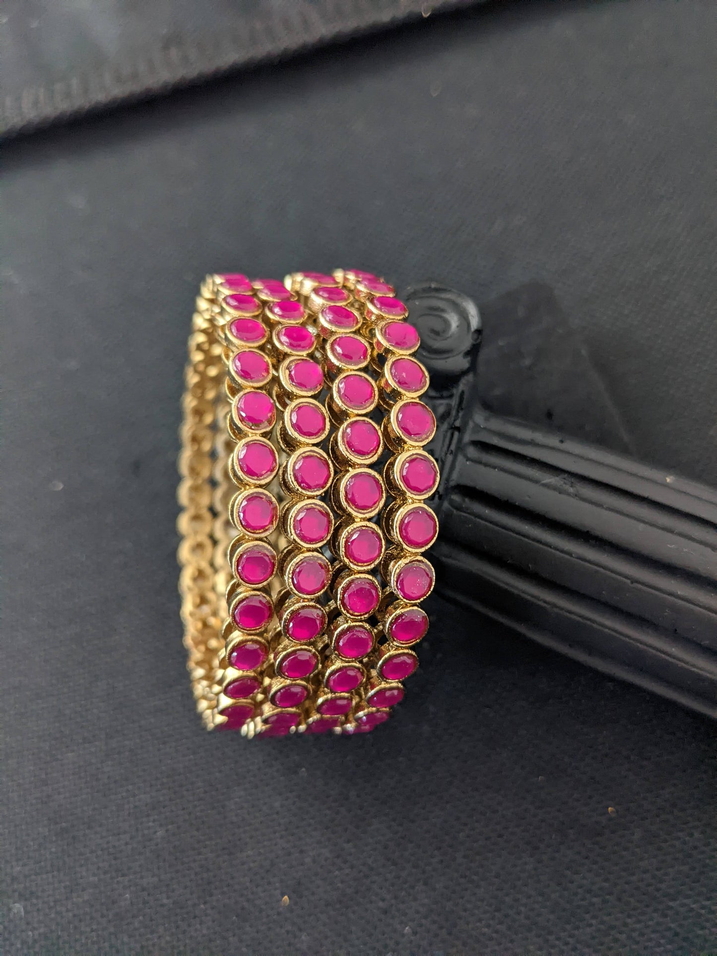Circle design Mehandi polish Colorful Polki stone Bangles