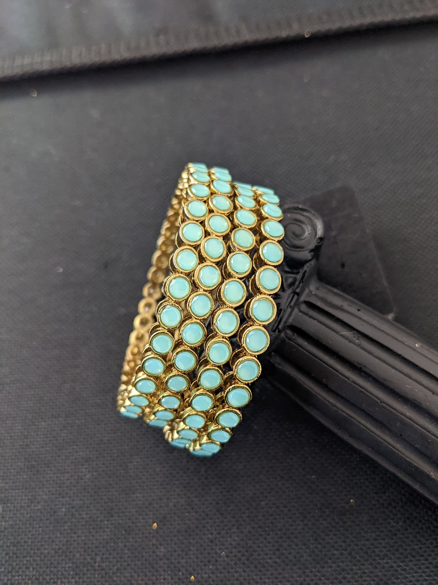 Circle design Mehandi polish Colorful Polki stone Bangles