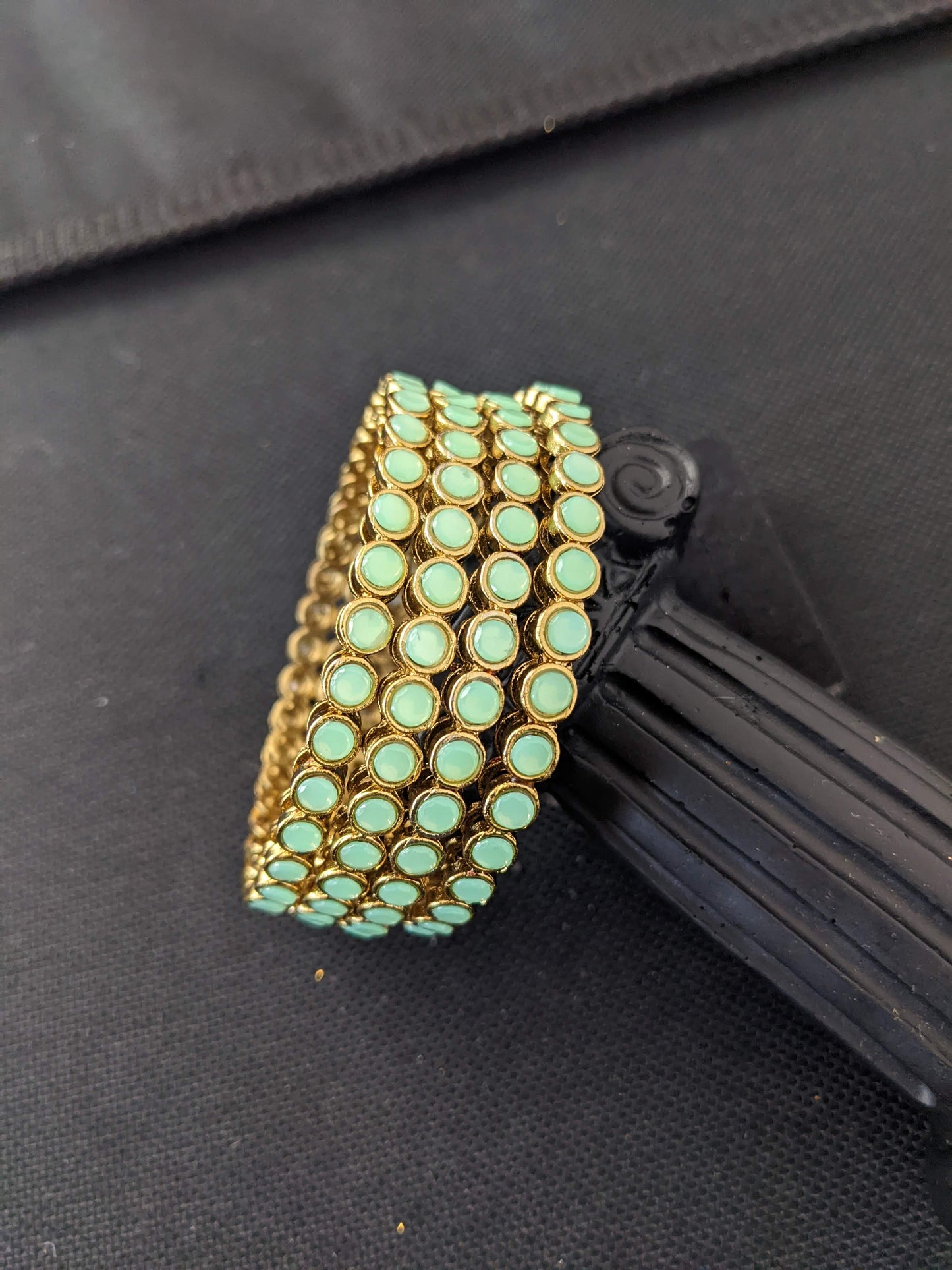 Circle design Mehandi polish Colorful Polki stone Bangles