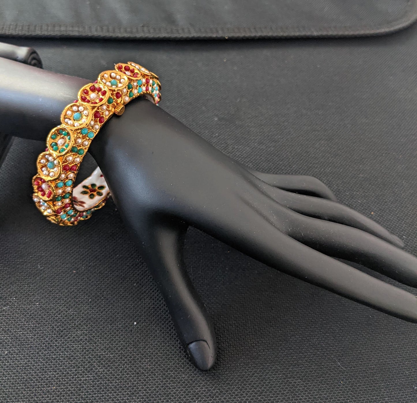 Multi color mini bead pasted traditional kada Bangles