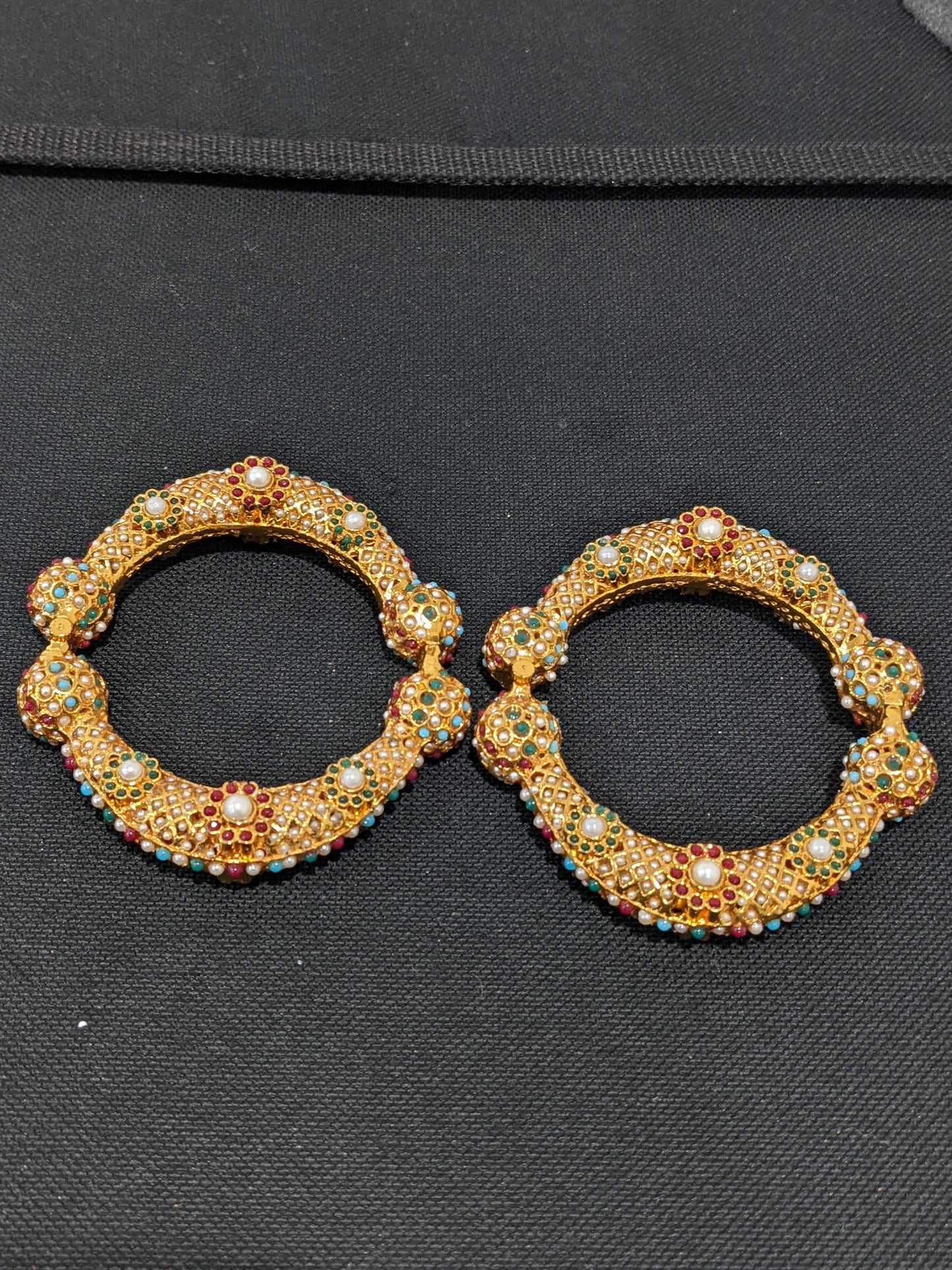 Multi color mini bead pasted traditional kada Bangles