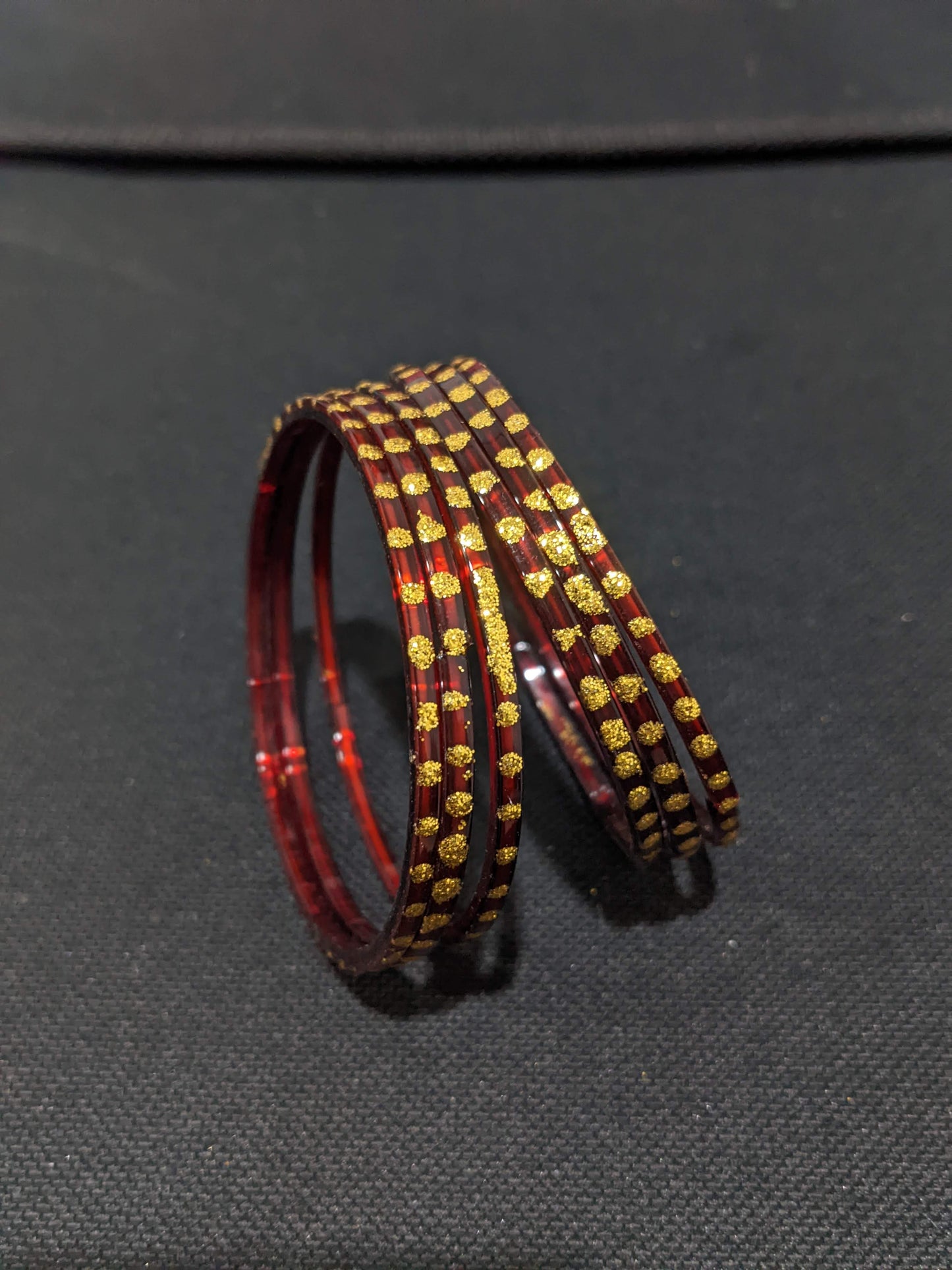 Gold dot Glass Bangles - Set of 6 bangles - Big Size