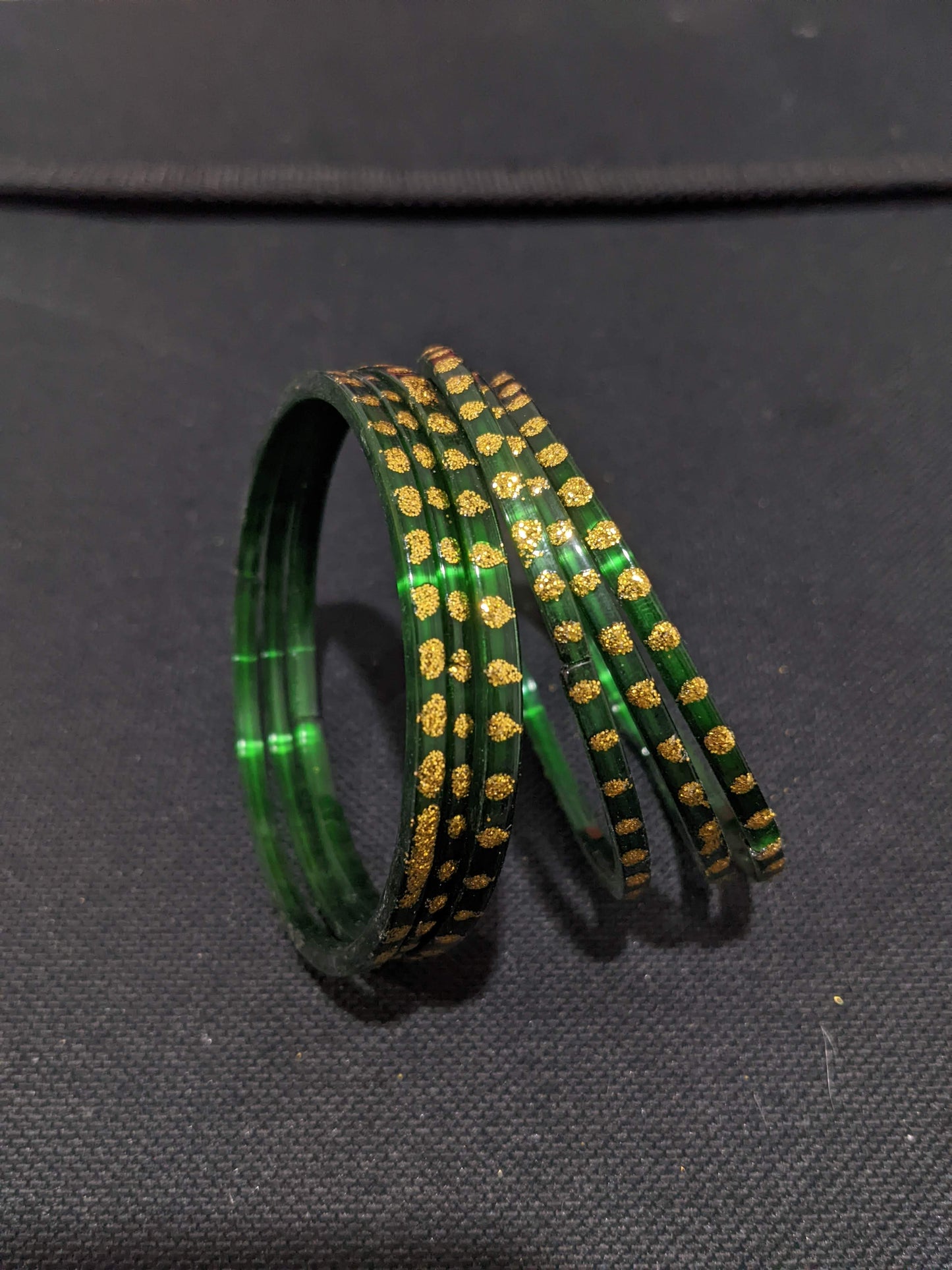 Gold dot Glass Bangles - Set of 6 bangles - Big Size