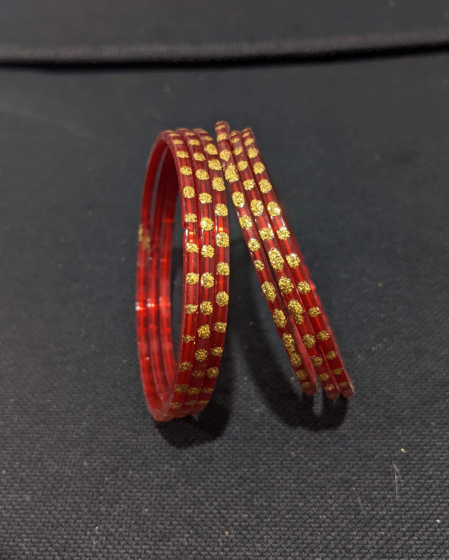 Gold dot Glass Bangles - Set of 6 bangles - Big Size