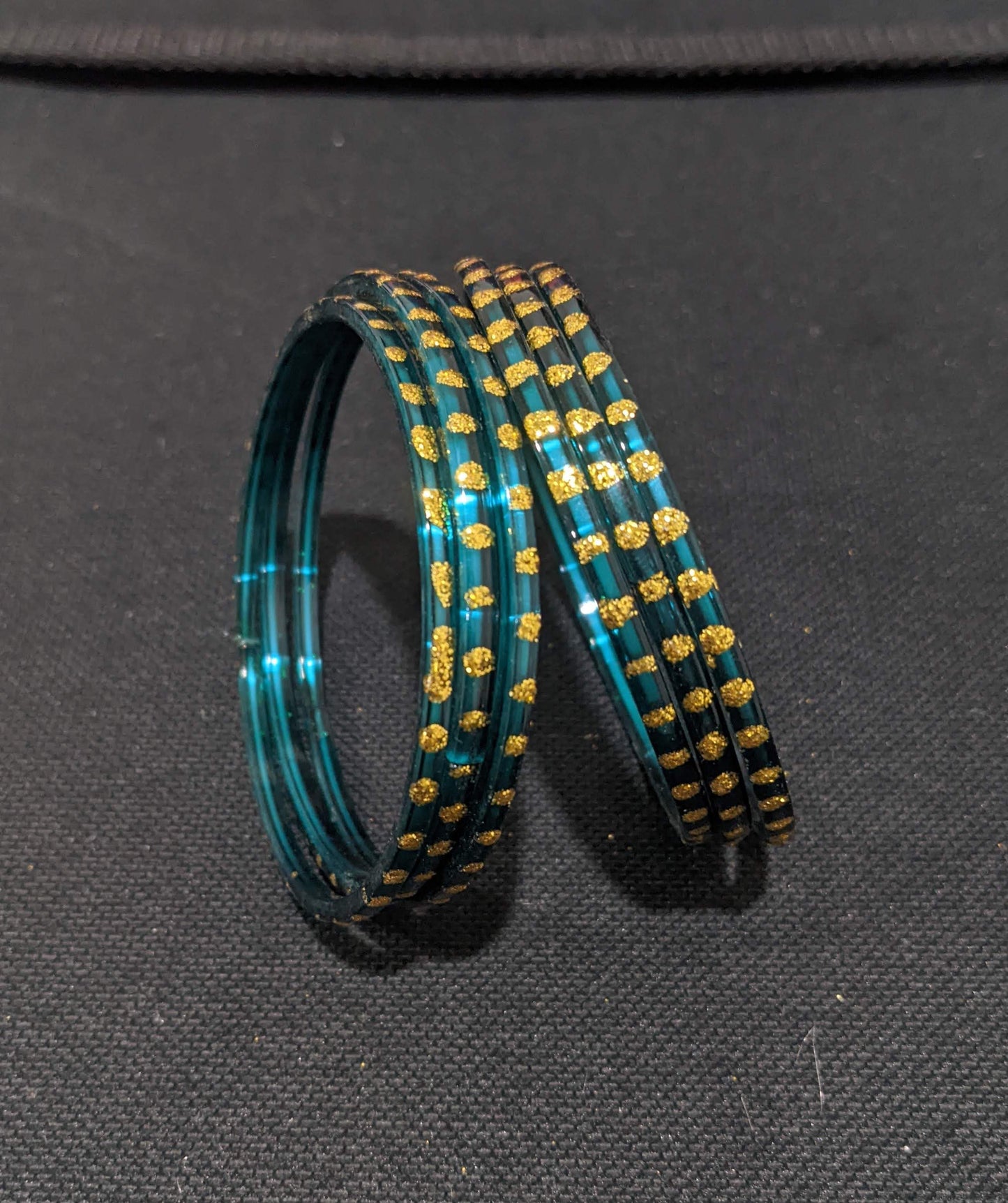Gold dot Glass Bangles - Set of 6 bangles - Big Size