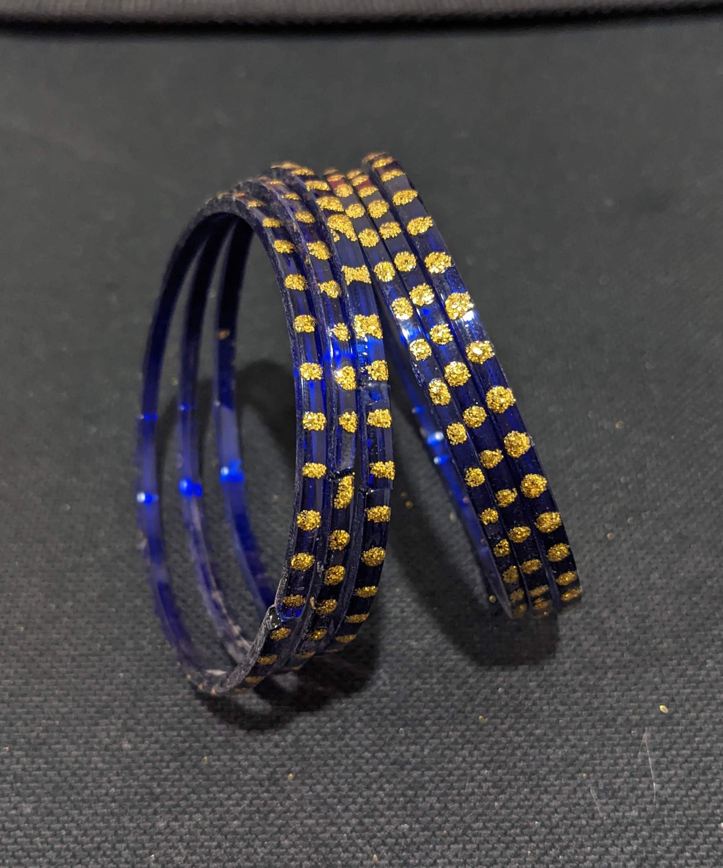 Gold dot Glass Bangles - Set of 6 bangles - Big Size