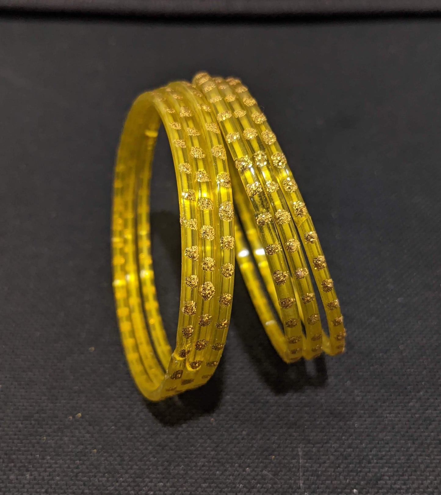 Gold dot Glass Bangles - Set of 6 bangles / Half dozen bangles