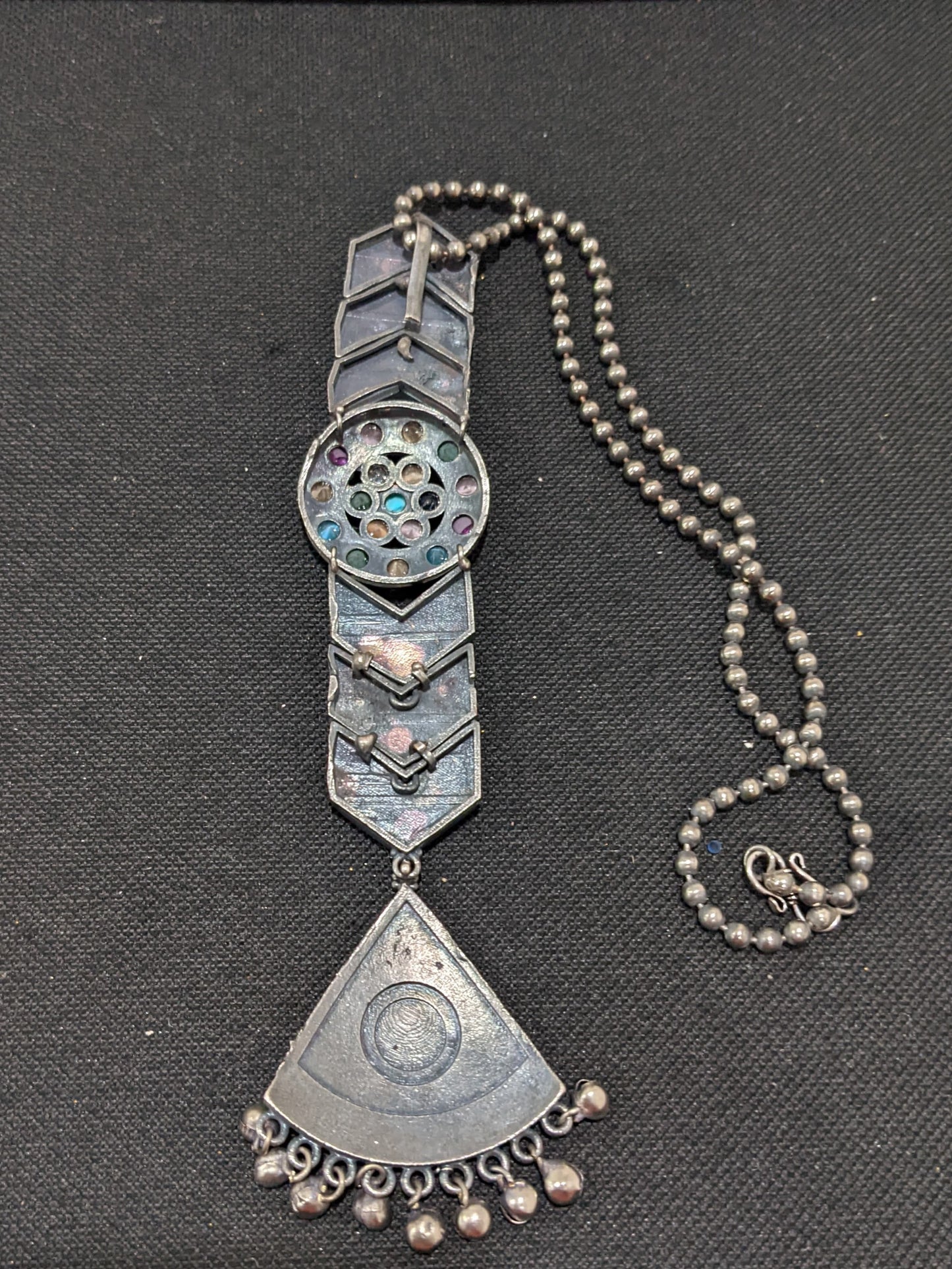 Unique Long Pendant Chain Antique Silver Necklace