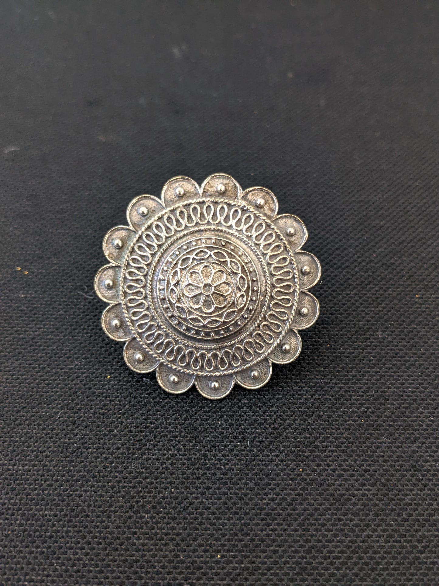 XL size flower design german silver adjustable finger ring - Simpliful