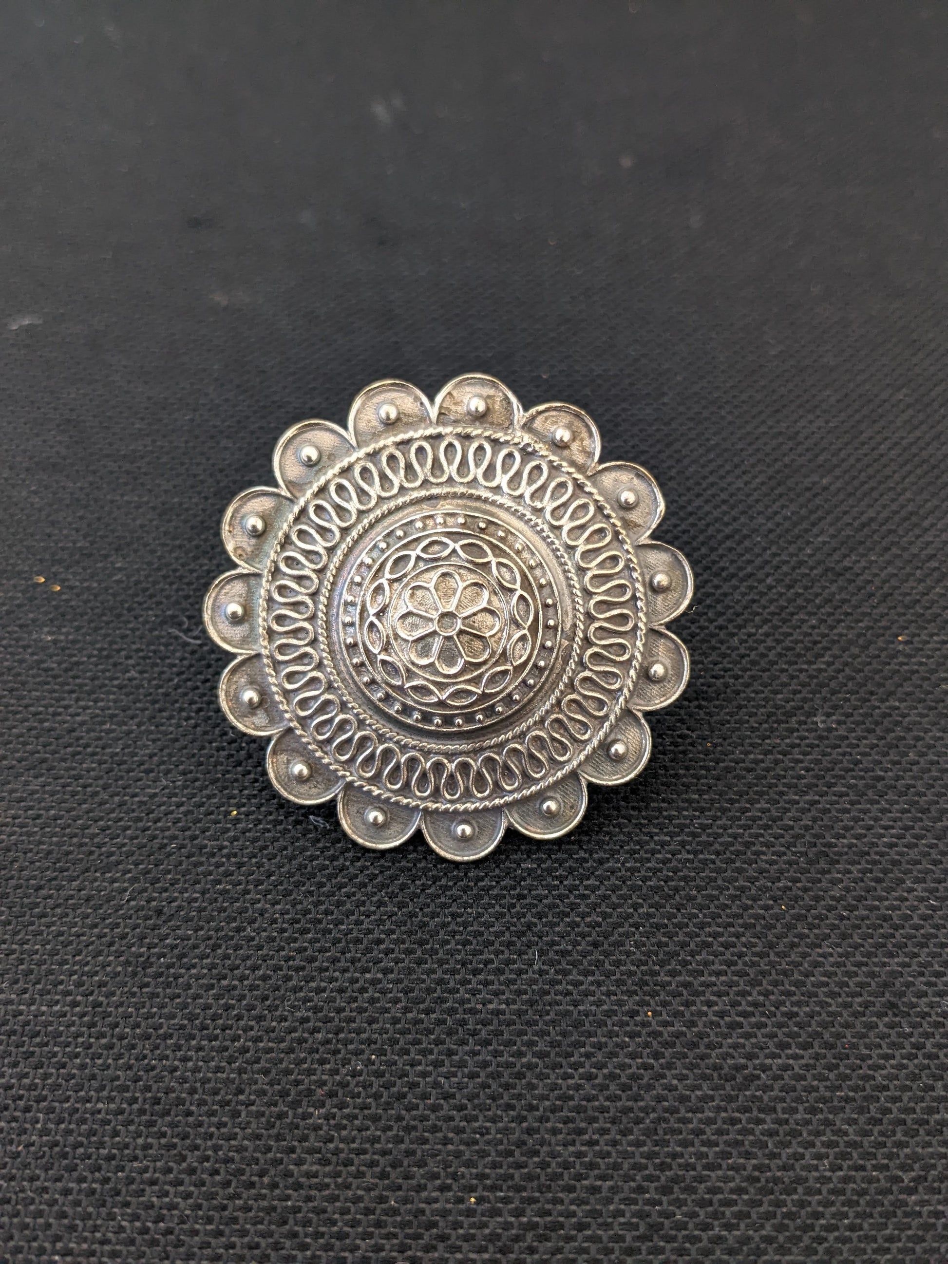 XL size flower design german silver adjustable finger ring - Simpliful