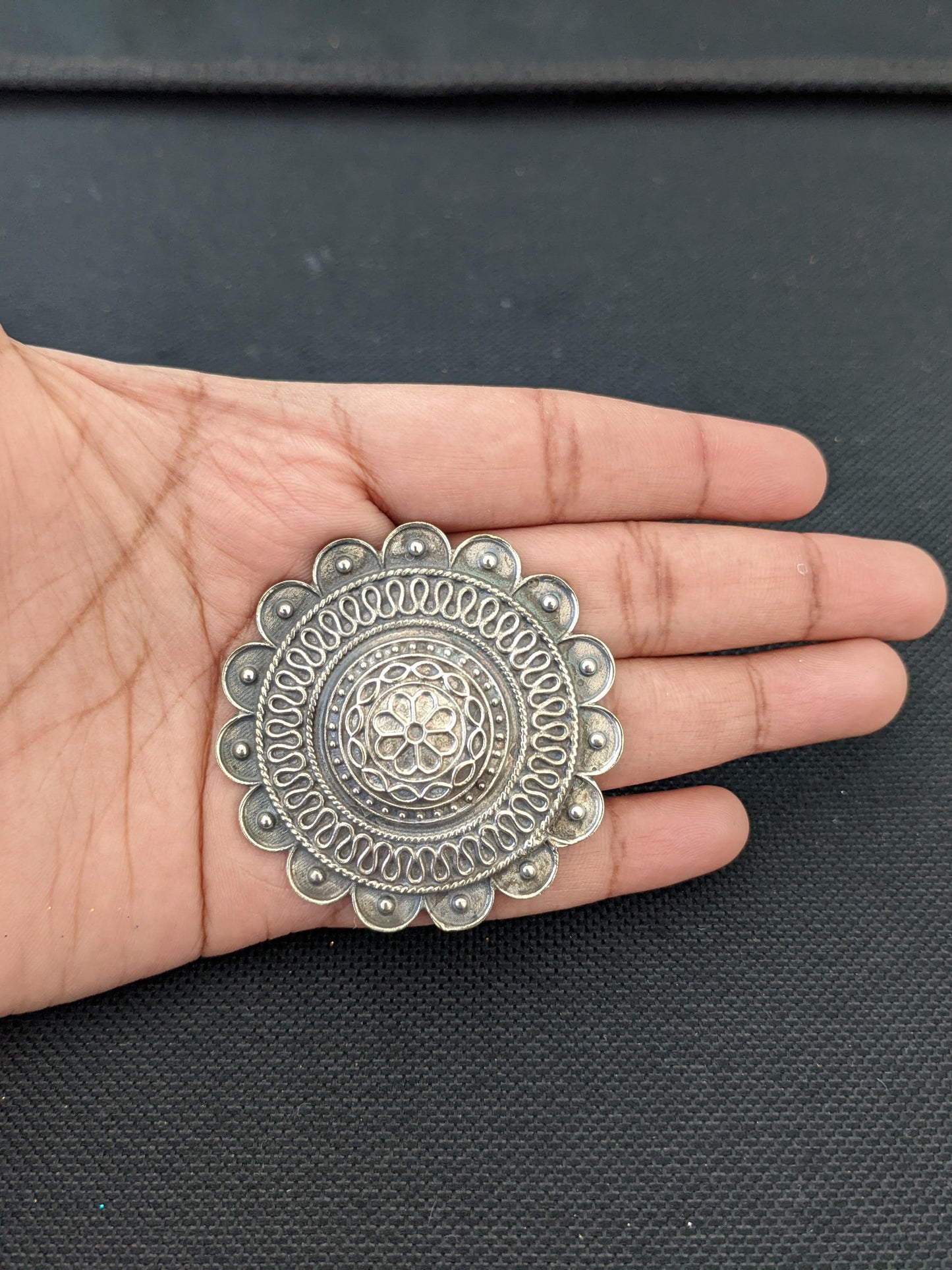 XL size flower design german silver adjustable finger ring - Simpliful