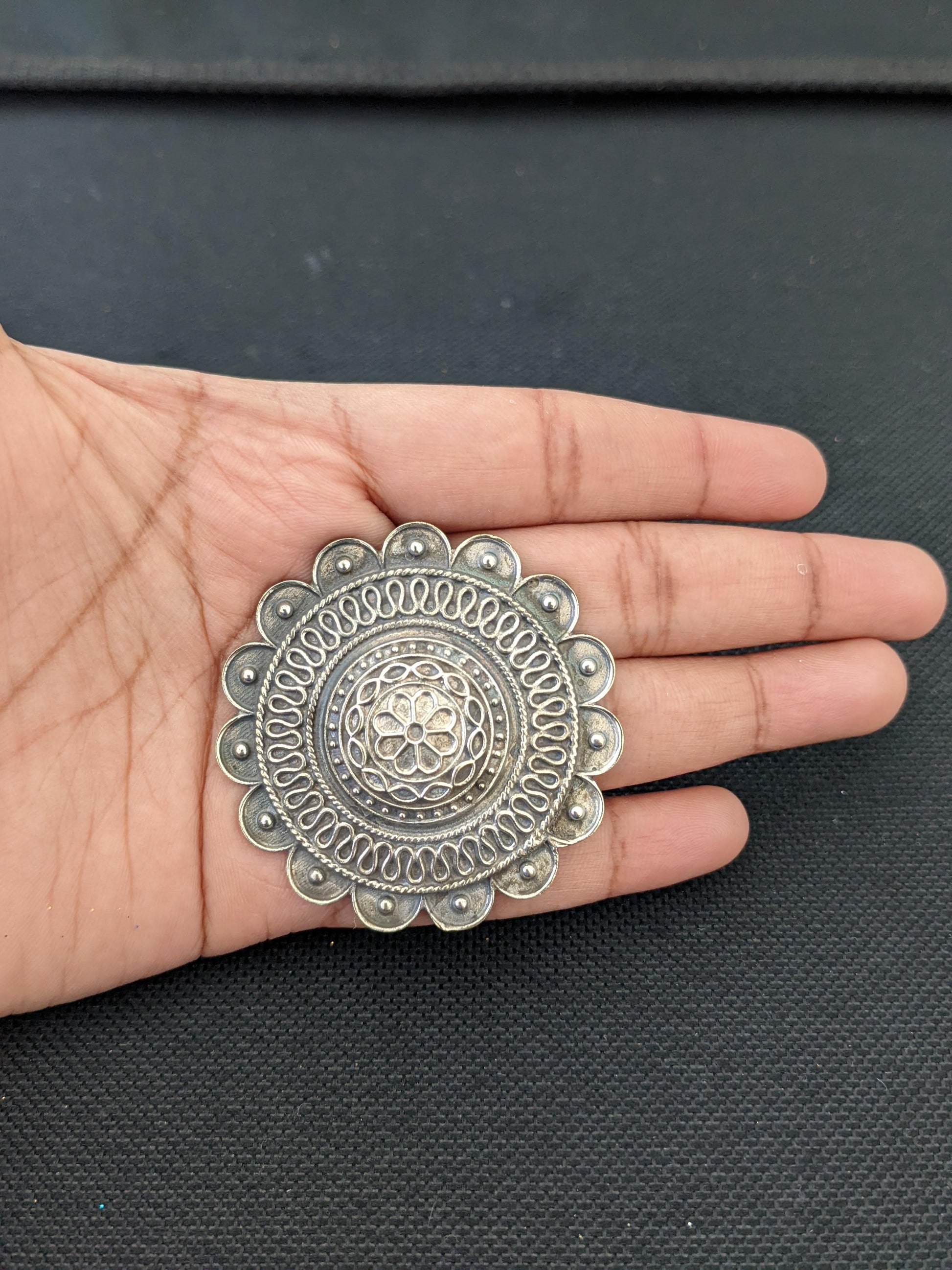 XL size flower design german silver adjustable finger ring - Simpliful