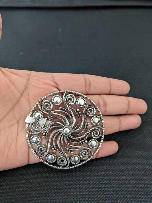 XXL Size Oxidized Swirl Round Adjustable Finger ring