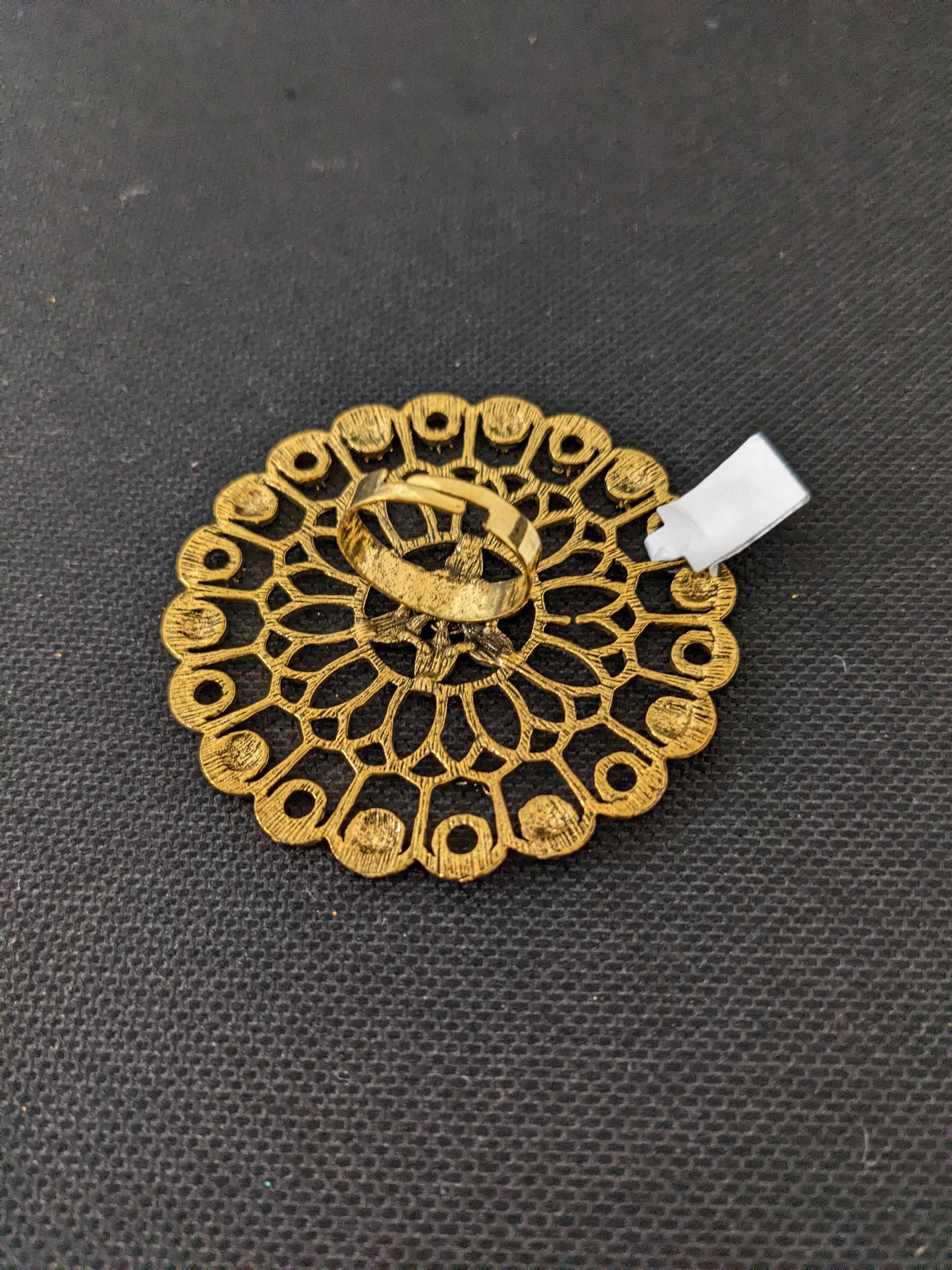 XXL Size Antique gold flower Round Adjustable Finger ring - Simpliful
