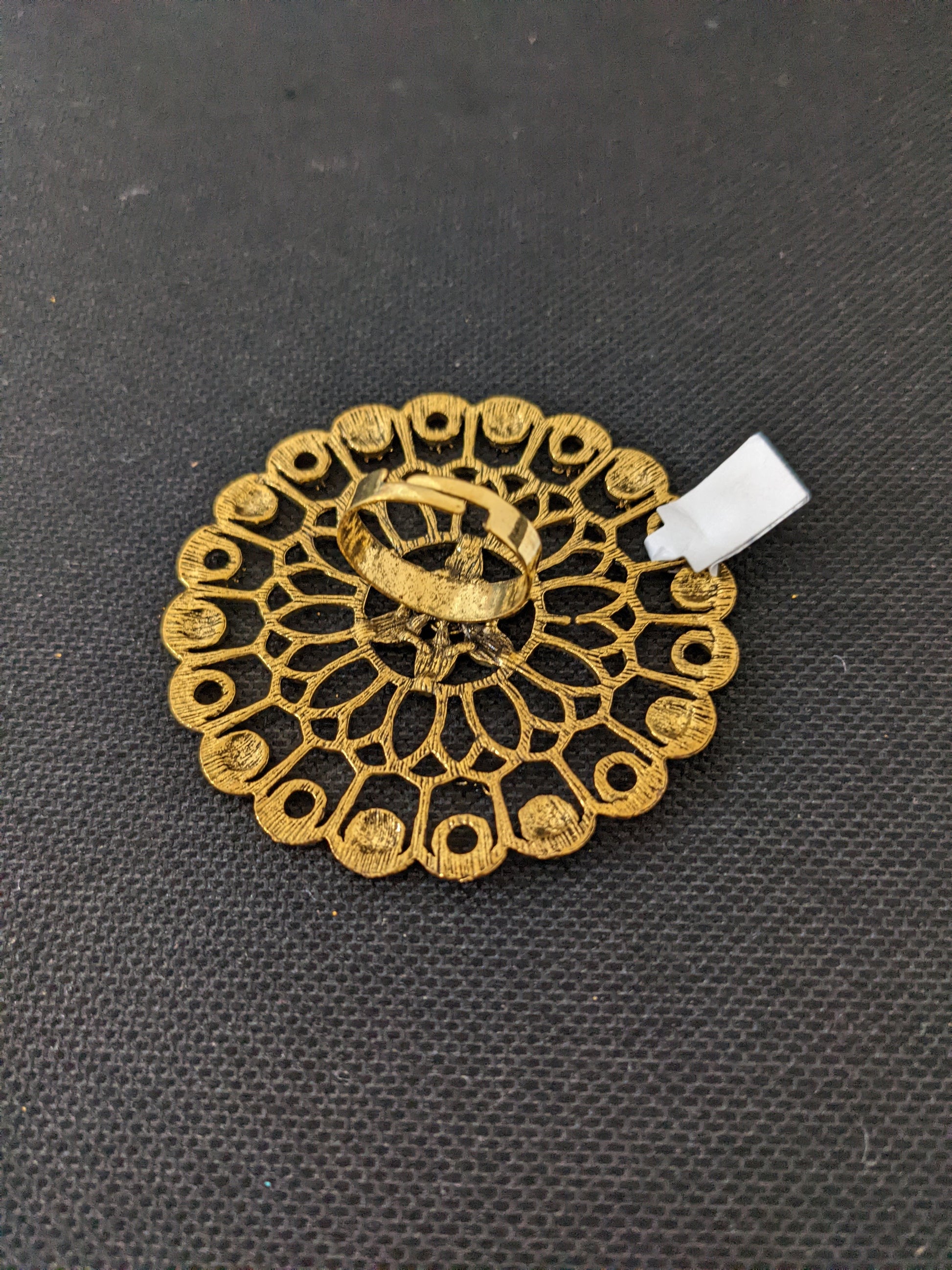 XXL Size Antique gold flower Round Adjustable Finger ring - Simpliful