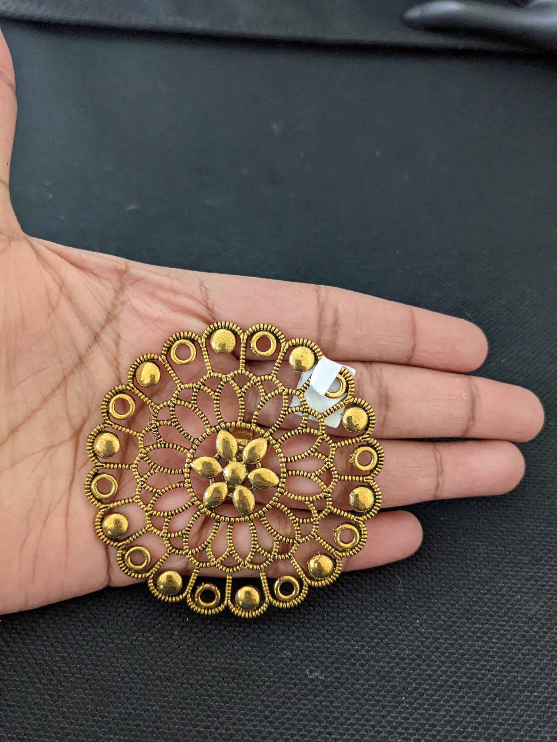 XXL Size Antique gold flower Round Adjustable Finger ring - Simpliful