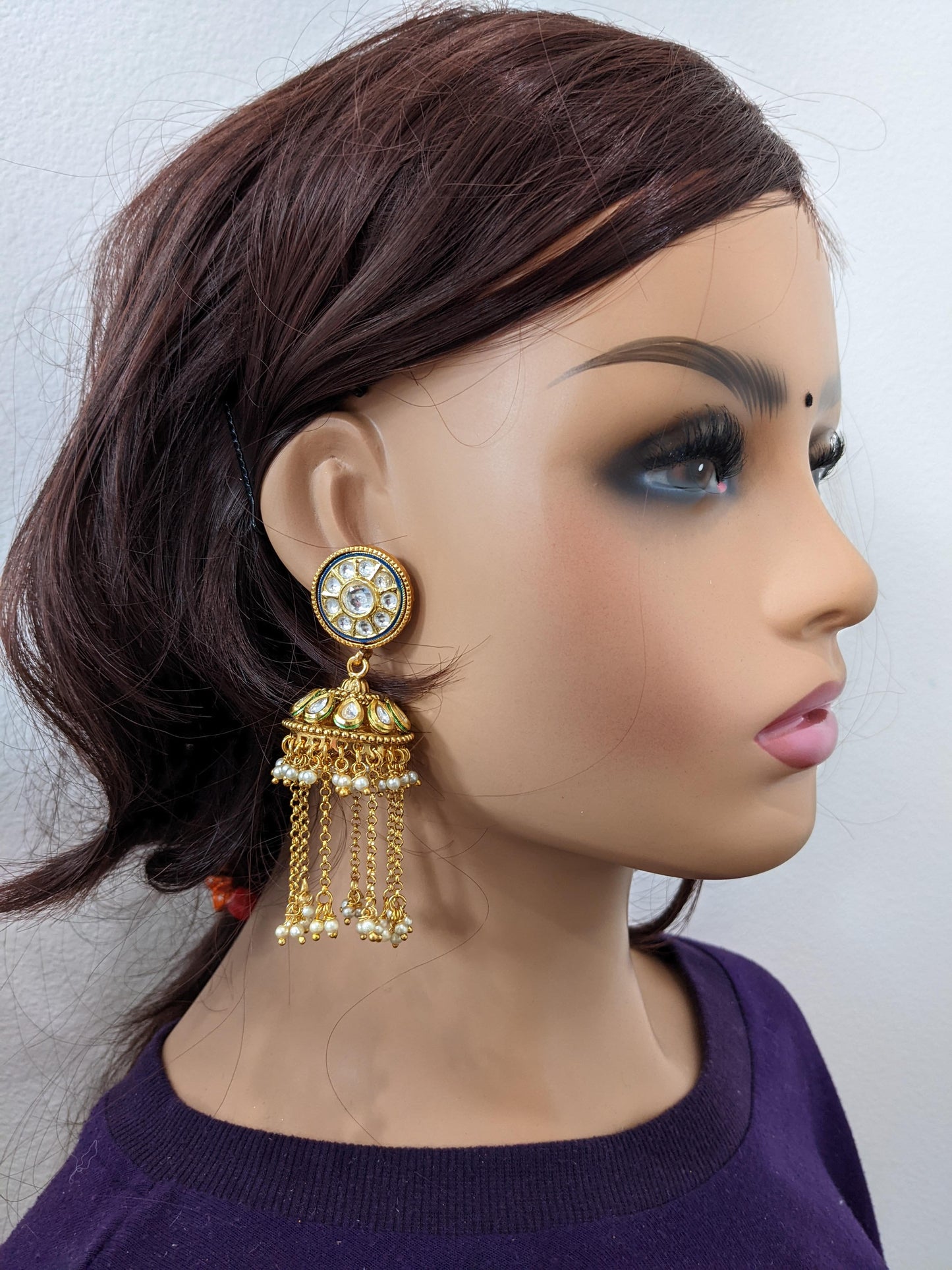 Kundan Tassel style Designer Jhumka Earrings
