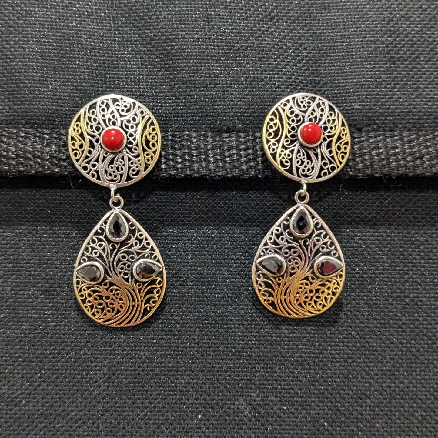 Oxidized Dual Tone Earring - Different designs available