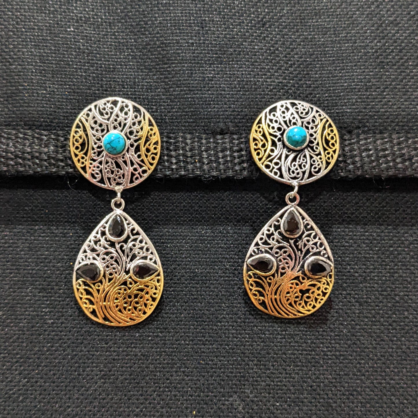 Oxidized Dual Tone Earring - Different designs available