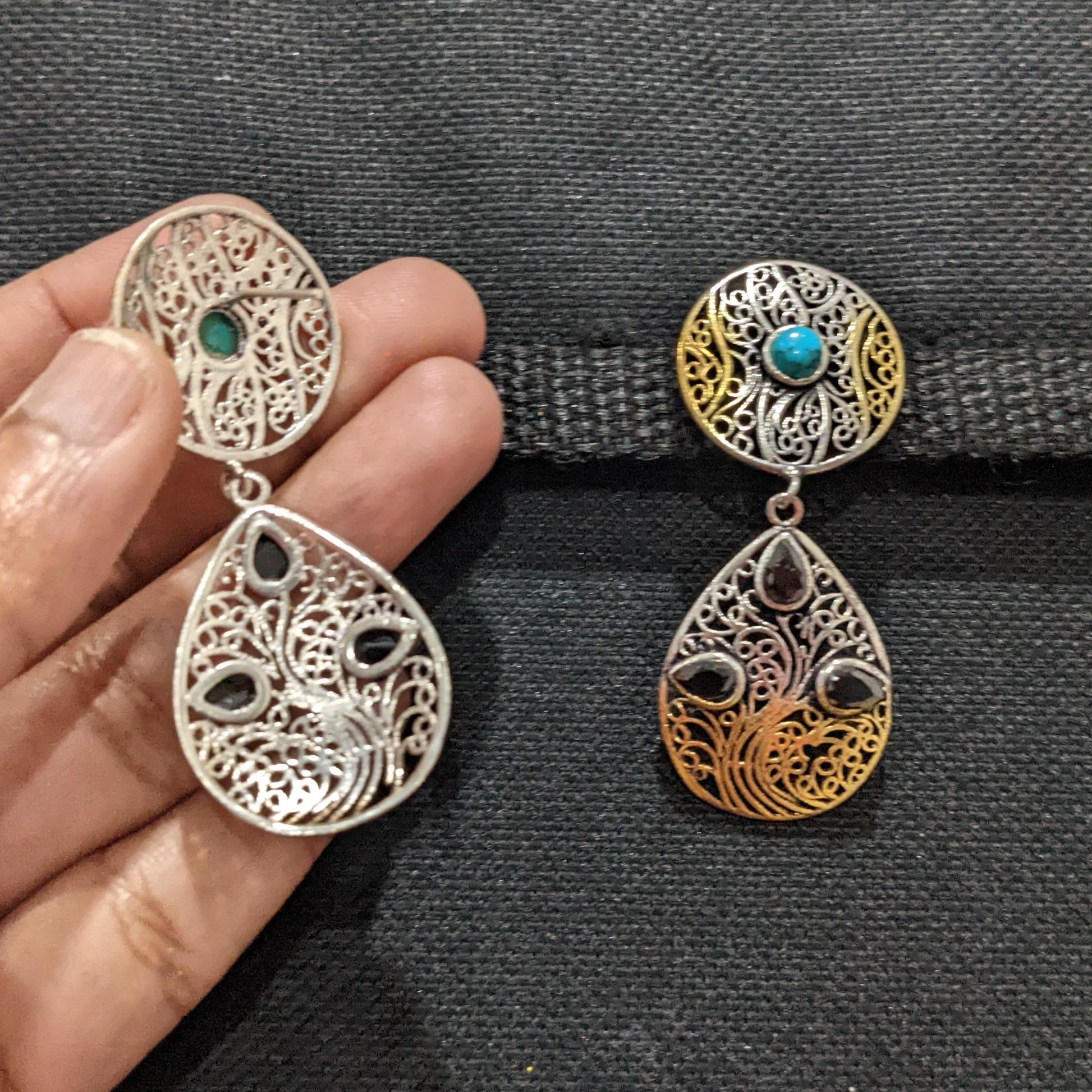 Oxidized Dual Tone Earring - Different designs available - Simpliful