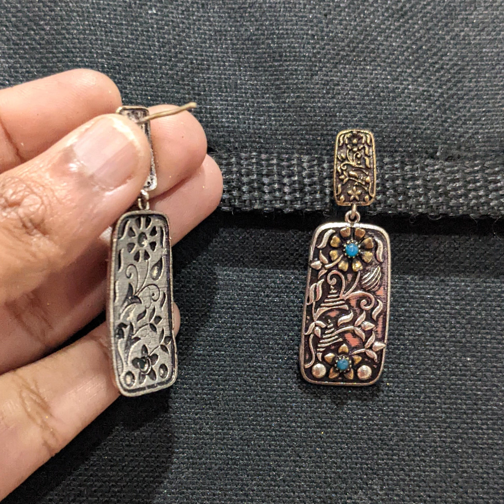 Oxidized Dual Tone Earring - Different designs available - Simpliful