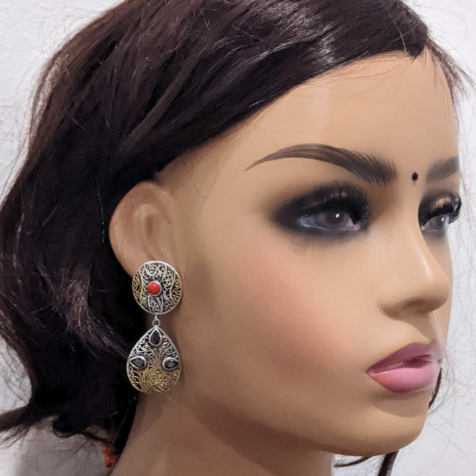 Oxidized Dual Tone Earring - Different designs available - Simpliful