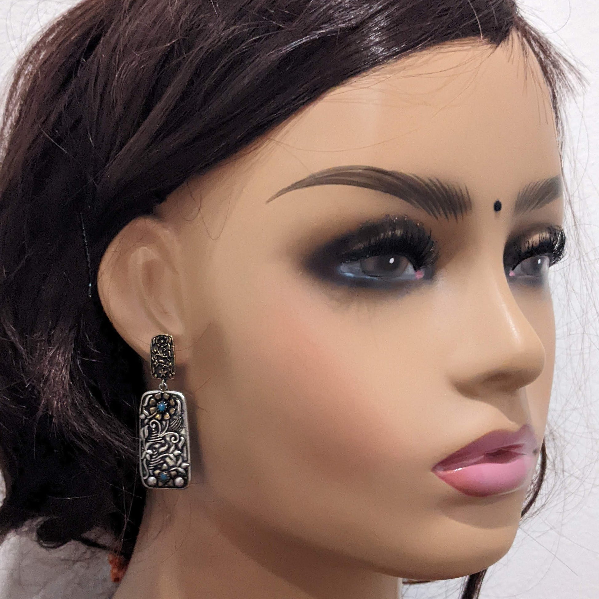 Oxidized Dual Tone Earring - Different designs available - Simpliful