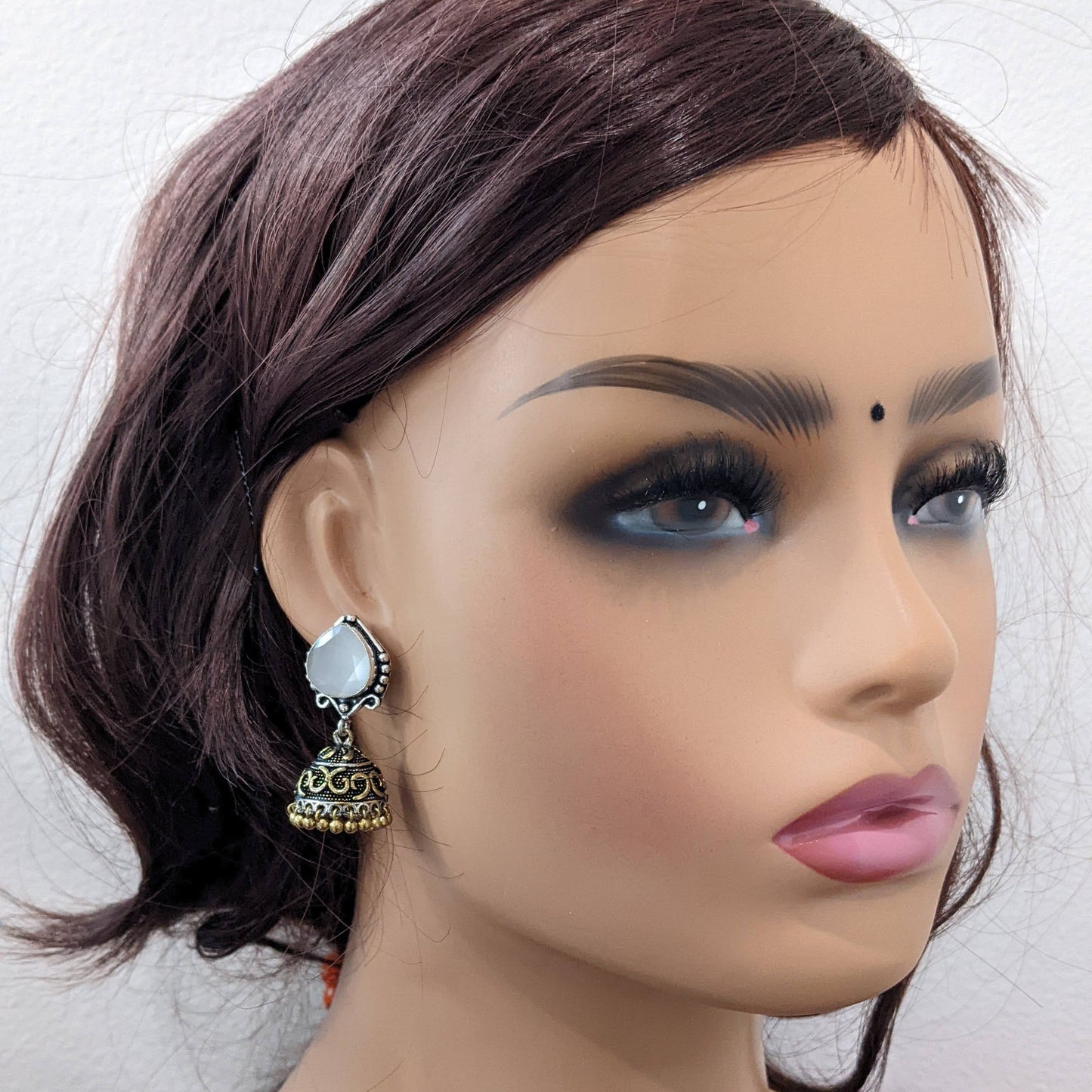 SALE - Dual tone Oxidized Silver Jhumka Earrings