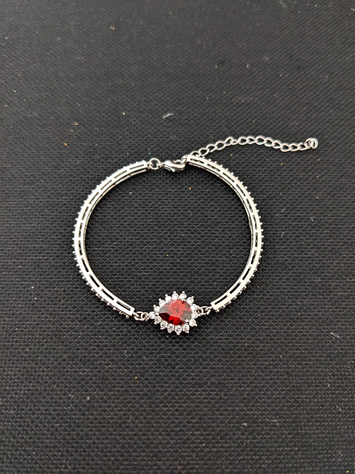 Platinum finish Teardrop center Bangle Bracelet