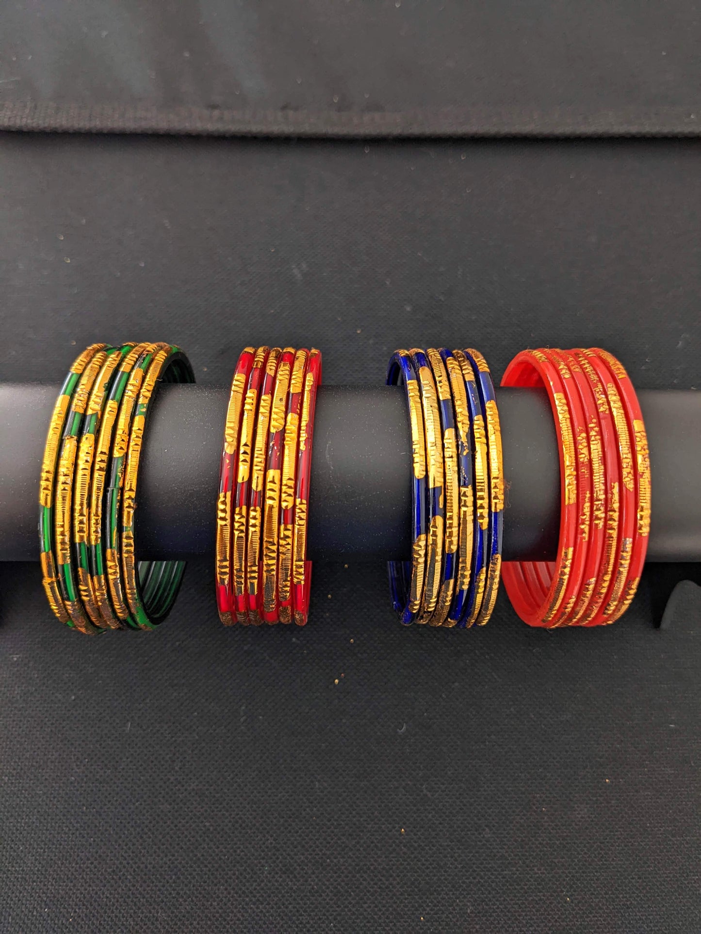Gold line Glass Bangles - Set of 6 bangles / Half dozen bangles