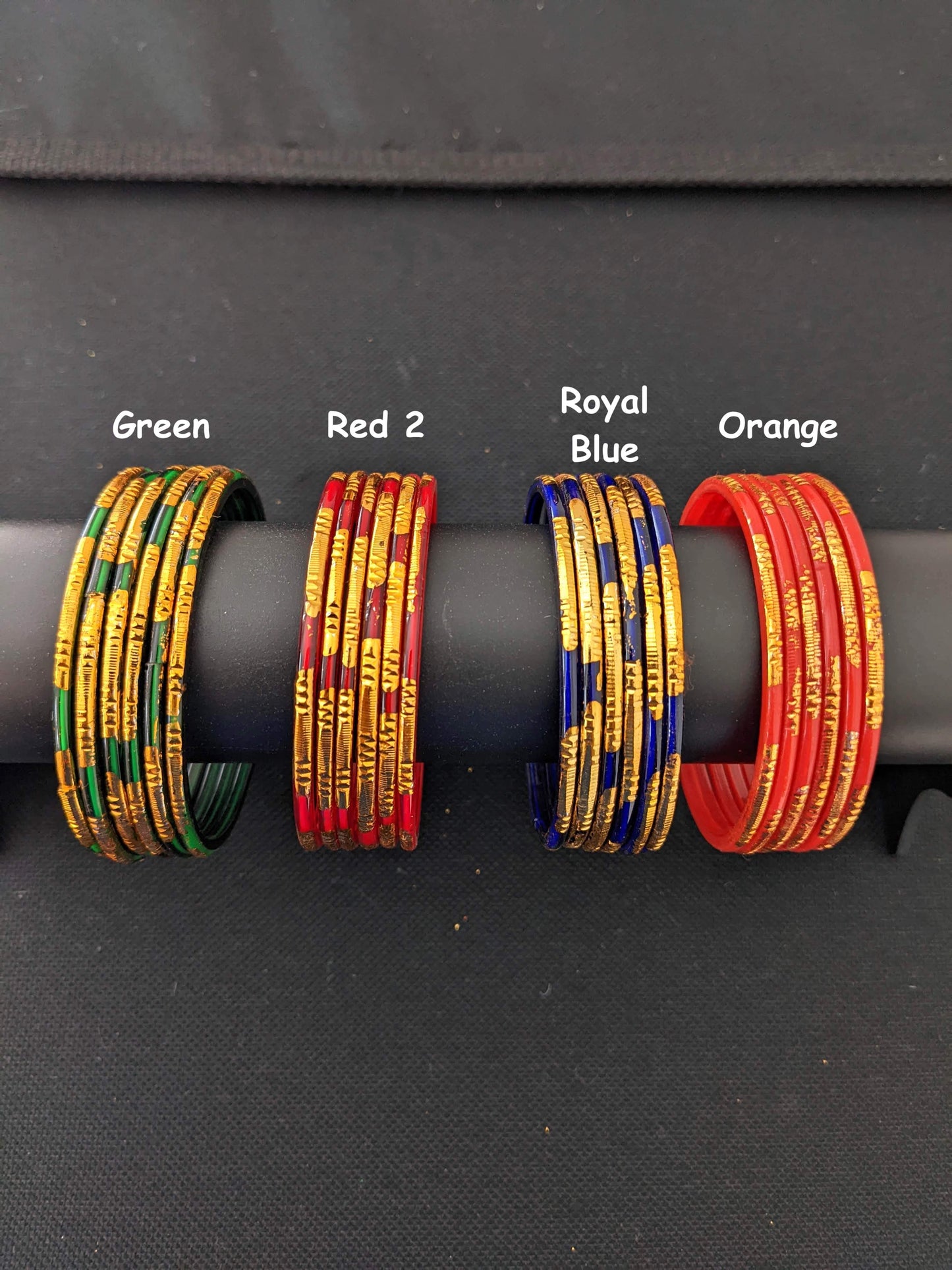 Gold line Glass Bangles - Set of 6 bangles / Half dozen bangles