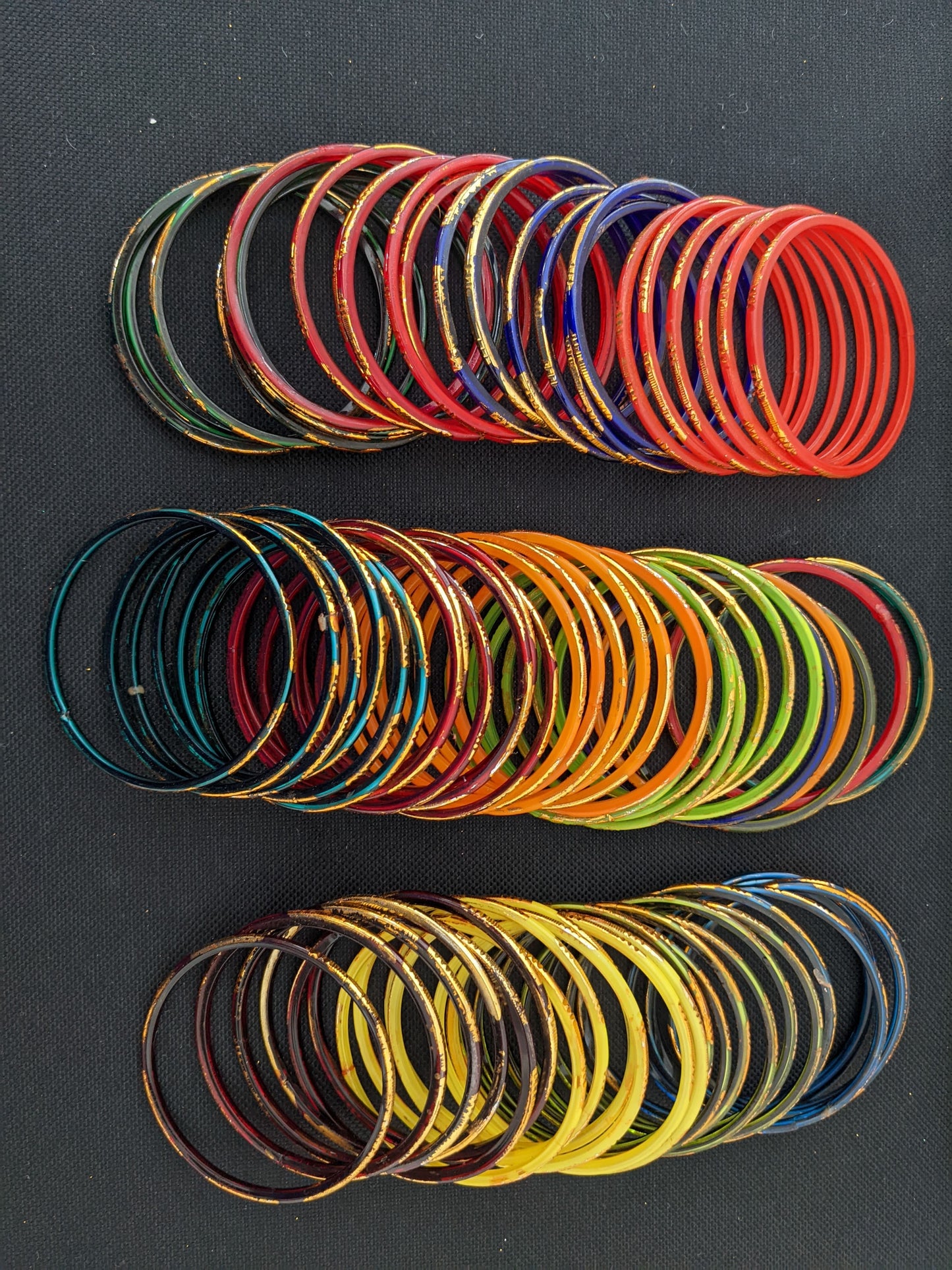 Gold line Glass Bangles - Set of 6 bangles / Half dozen bangles