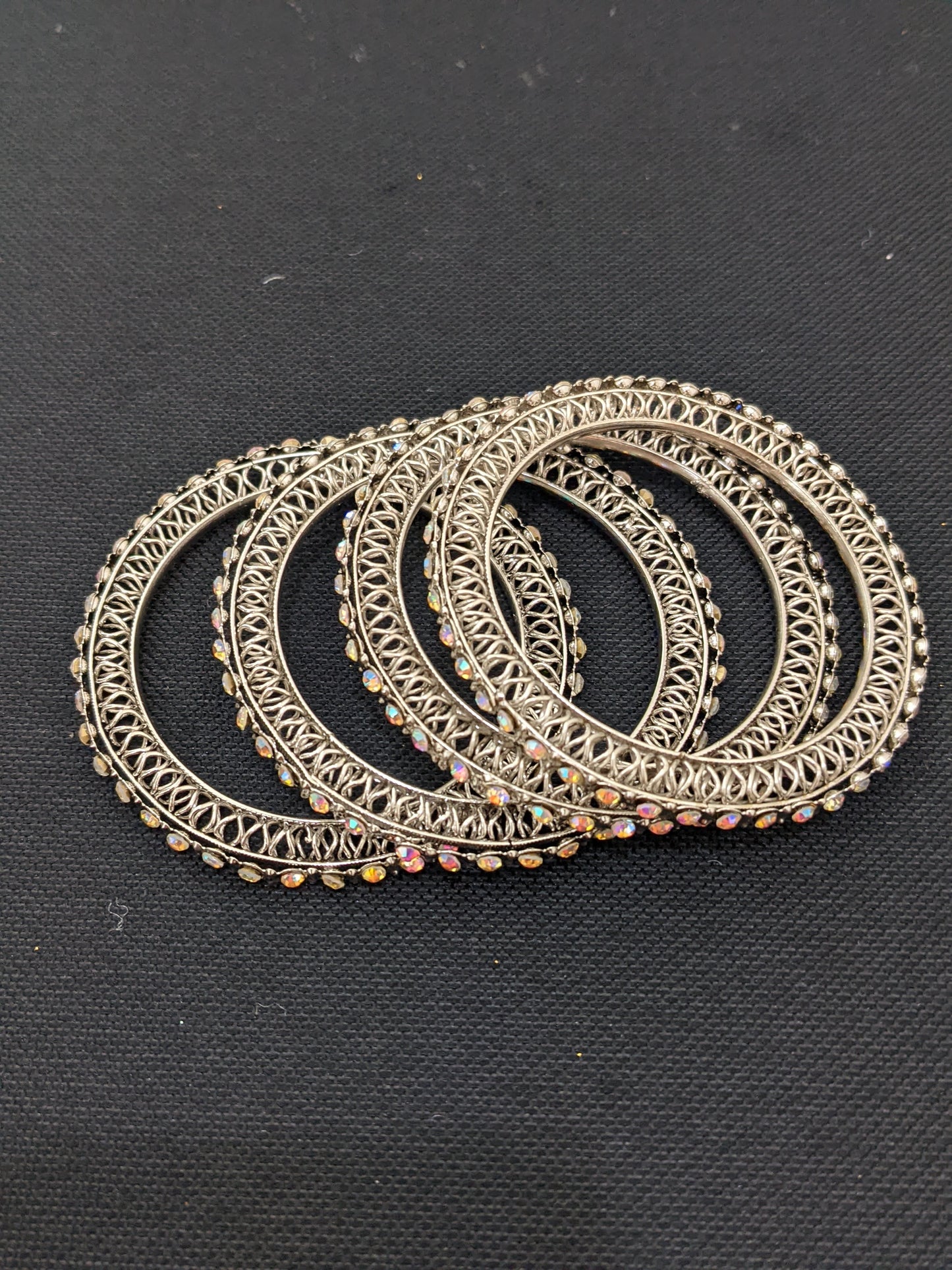 Silver rhodium rainbow crystal Bangles
