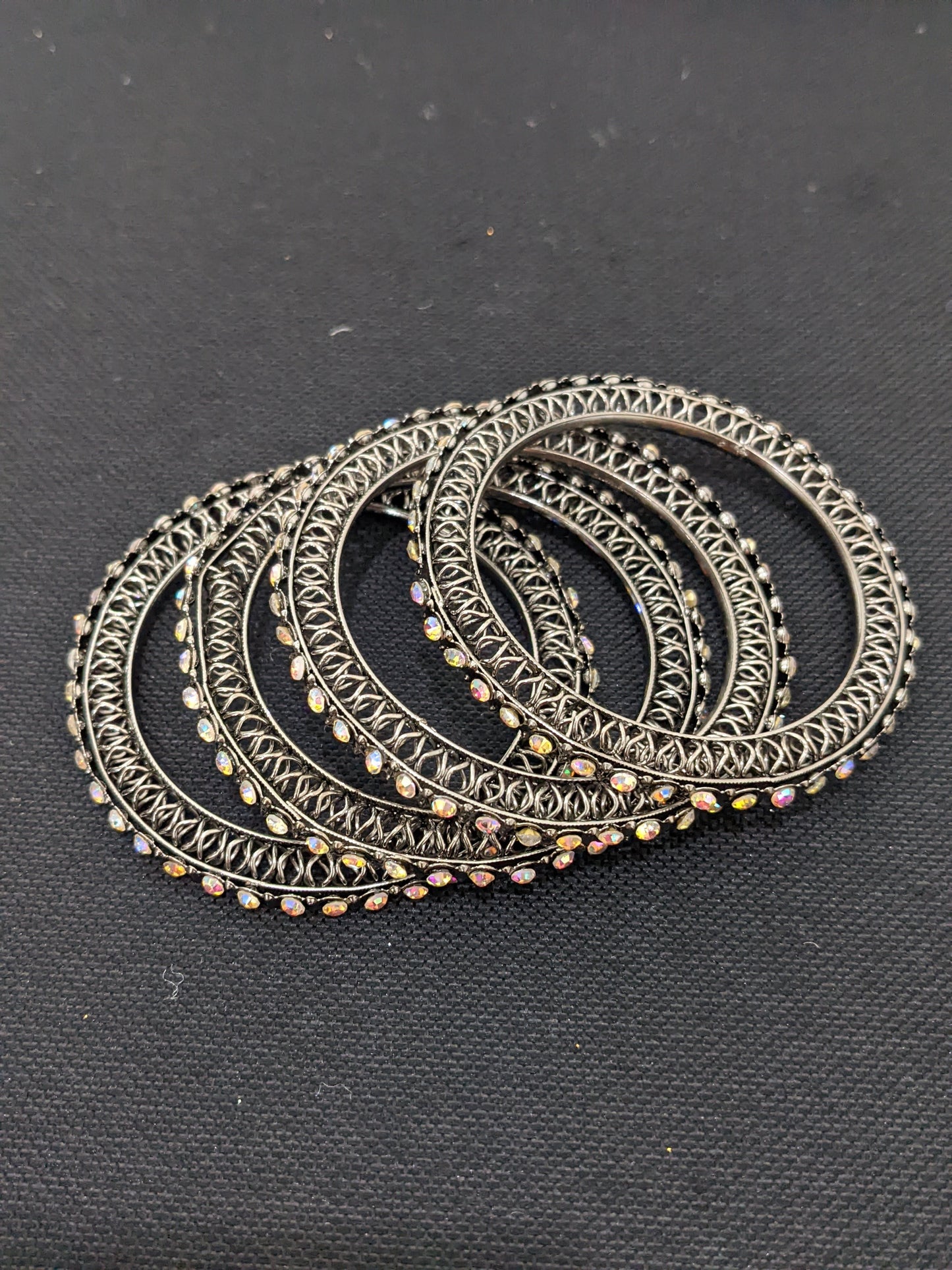Black rhodium rainbow crystal Bangles