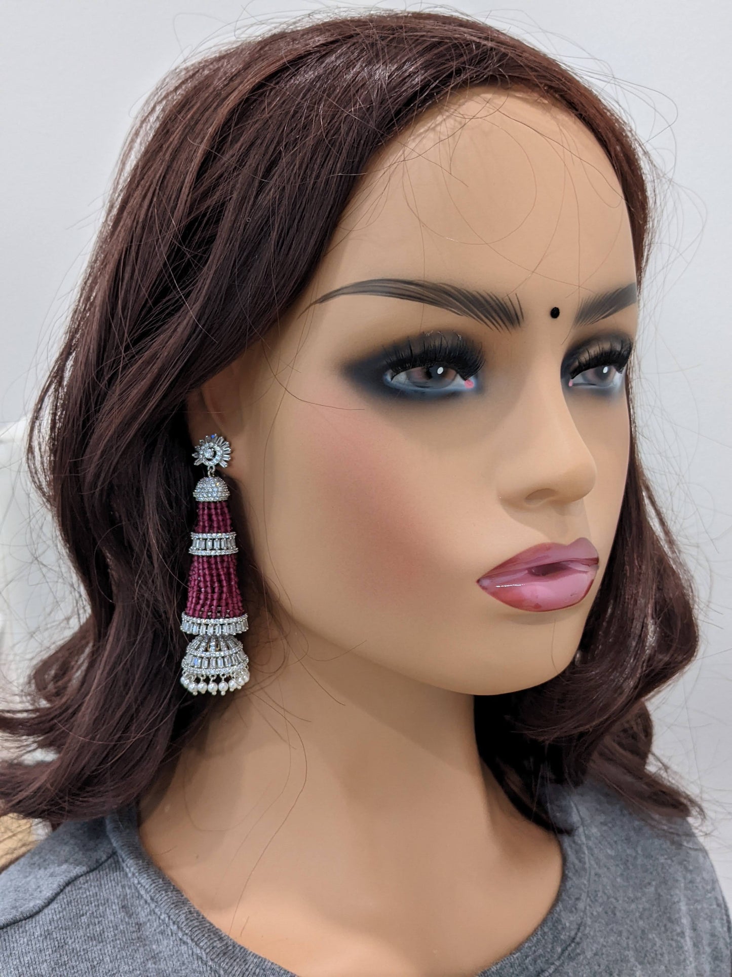 Exclusive jhumka dangle long CZ Earrings