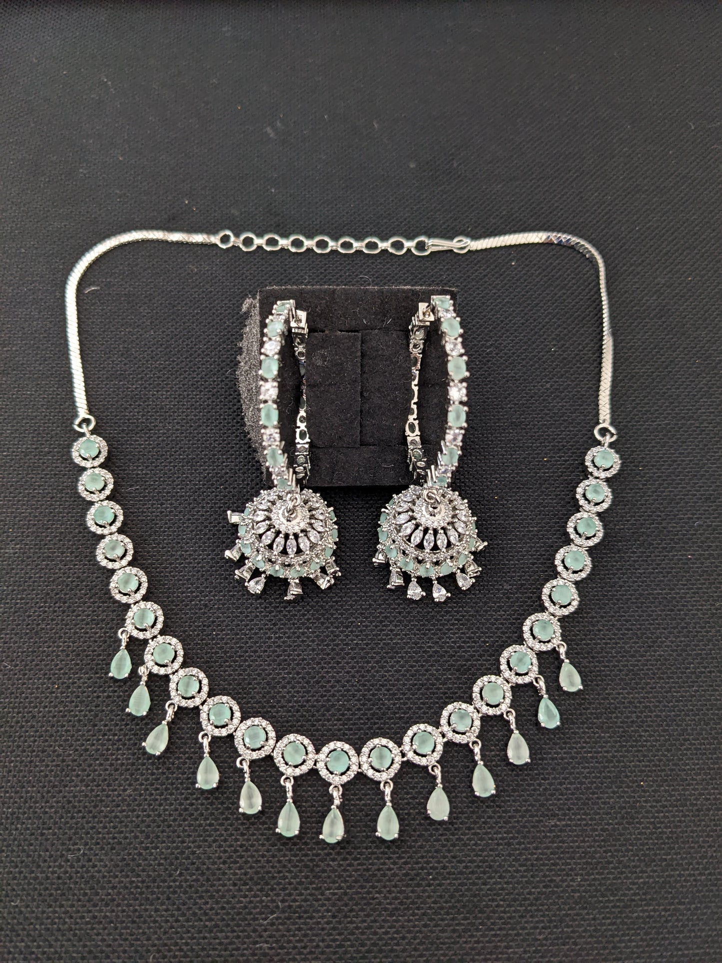 Diamond look alike Choker Necklace set - Design 1