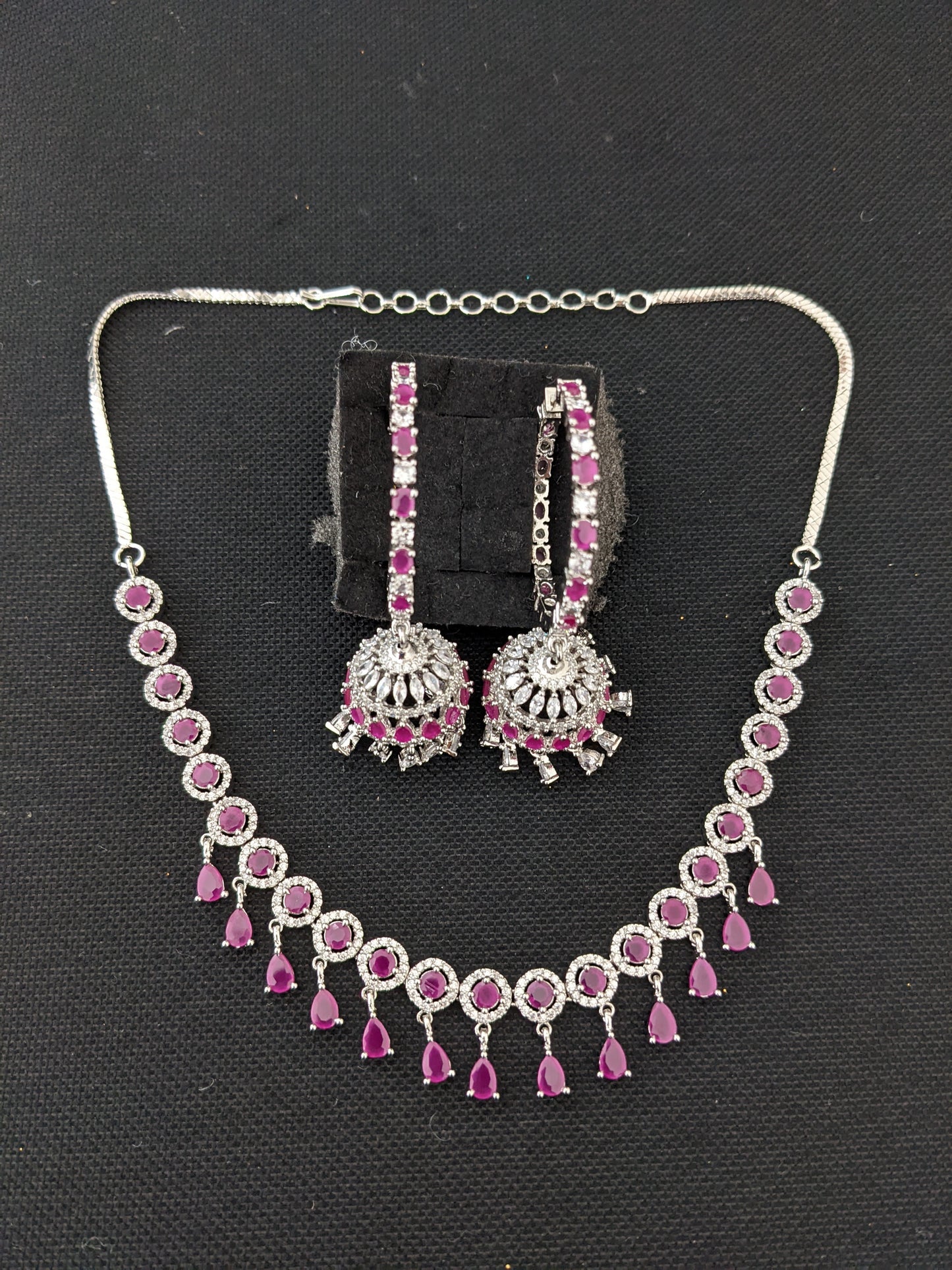 Diamond look alike Choker Necklace set - Design 1