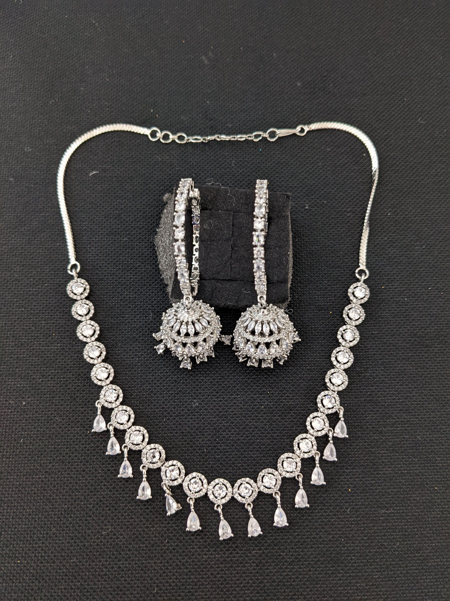 Diamond look alike Choker Necklace set - Design 1