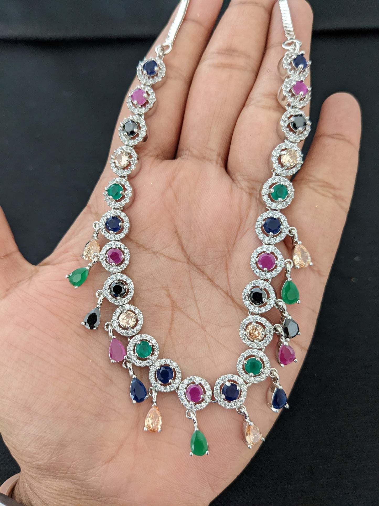 Diamond look alike Choker Necklace set - Design 1