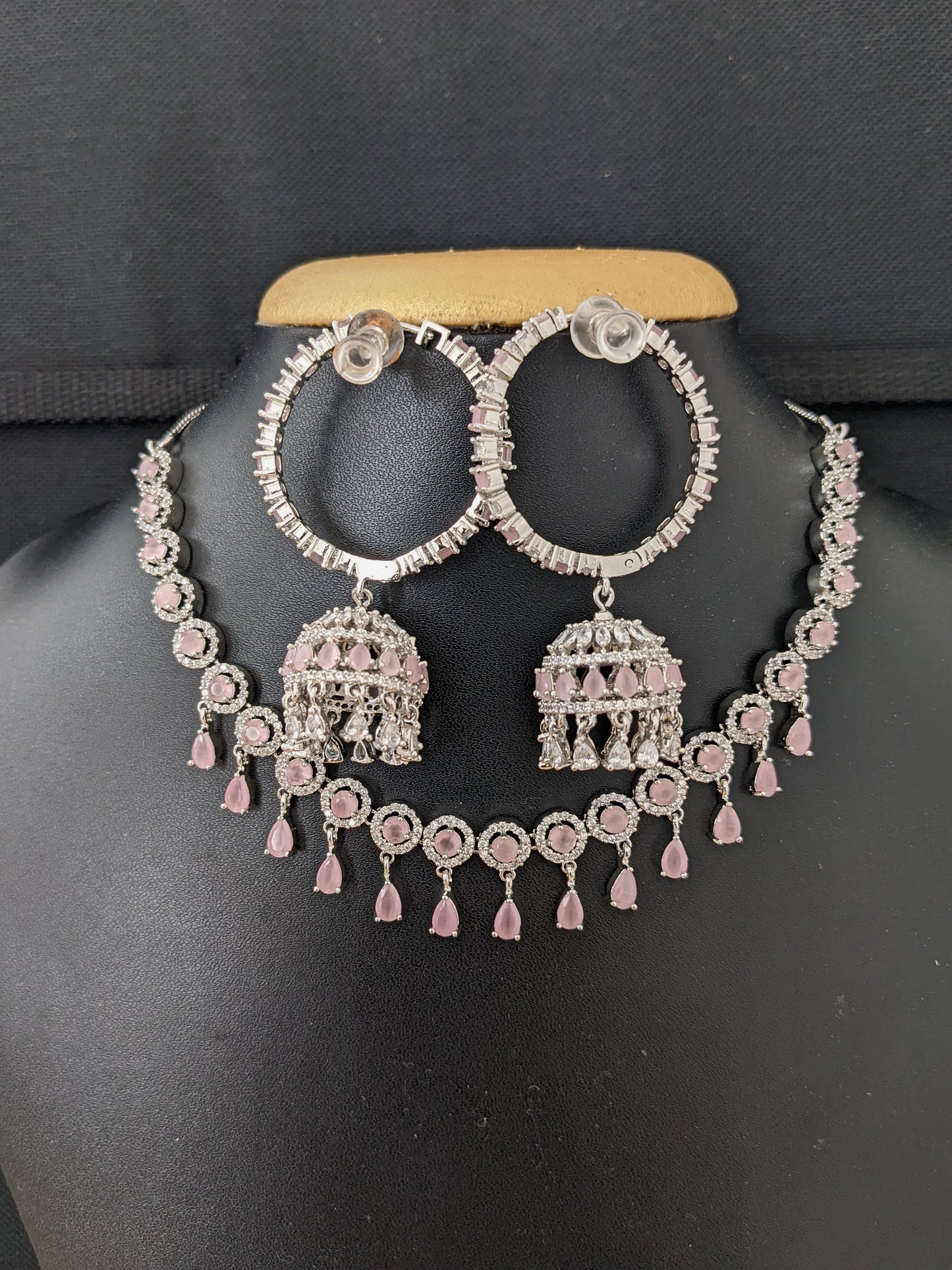 Diamond look alike Choker Necklace set - Design 1