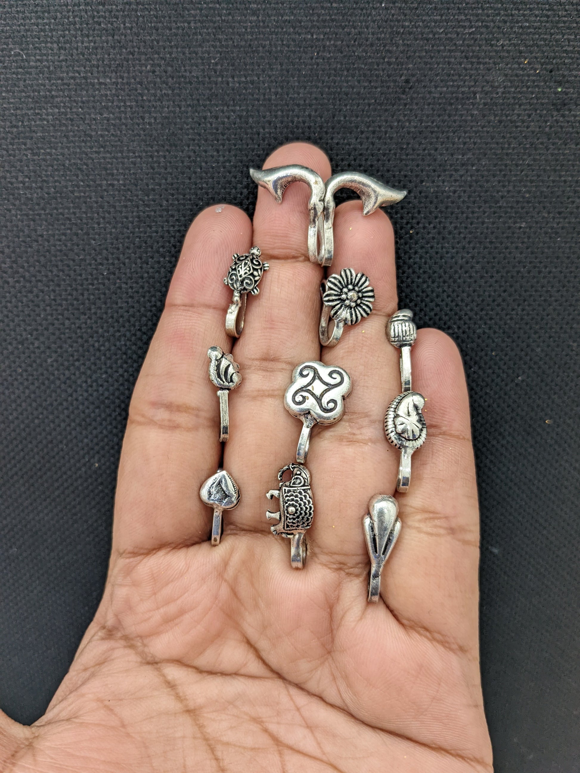 Oxidized silver clip on Nose Pin - Simpliful