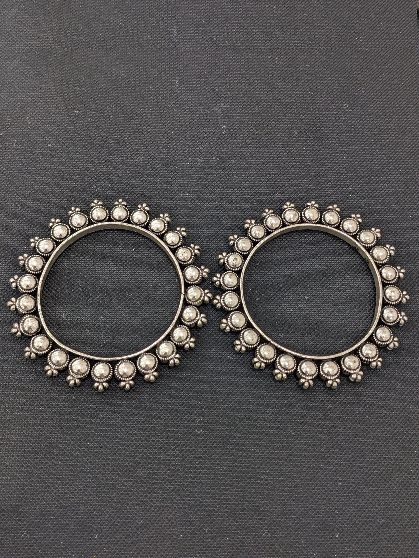 Oxidized silver pair bangles - Round 3 dot design