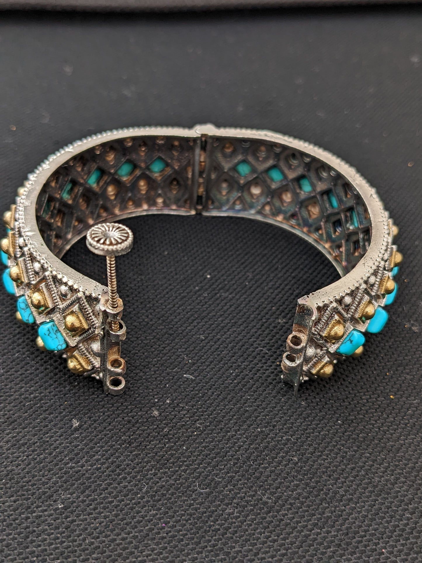 Dual tone German silver designer bangle kada