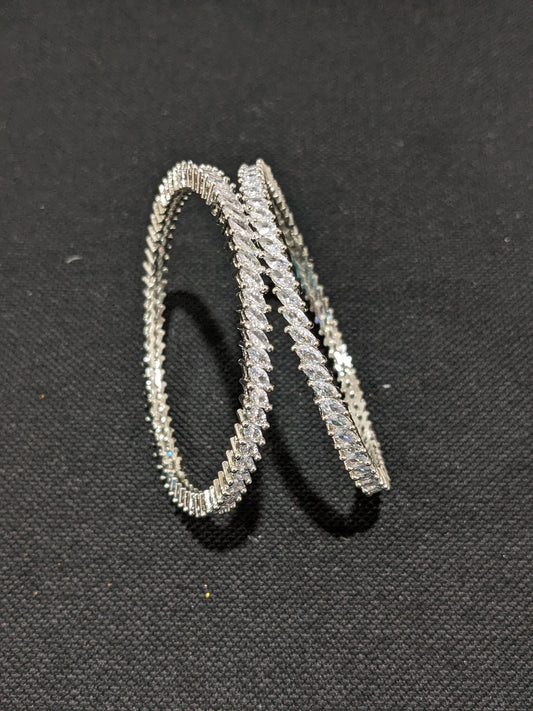 Diamond design Silver Rhodium plated CZ bangles