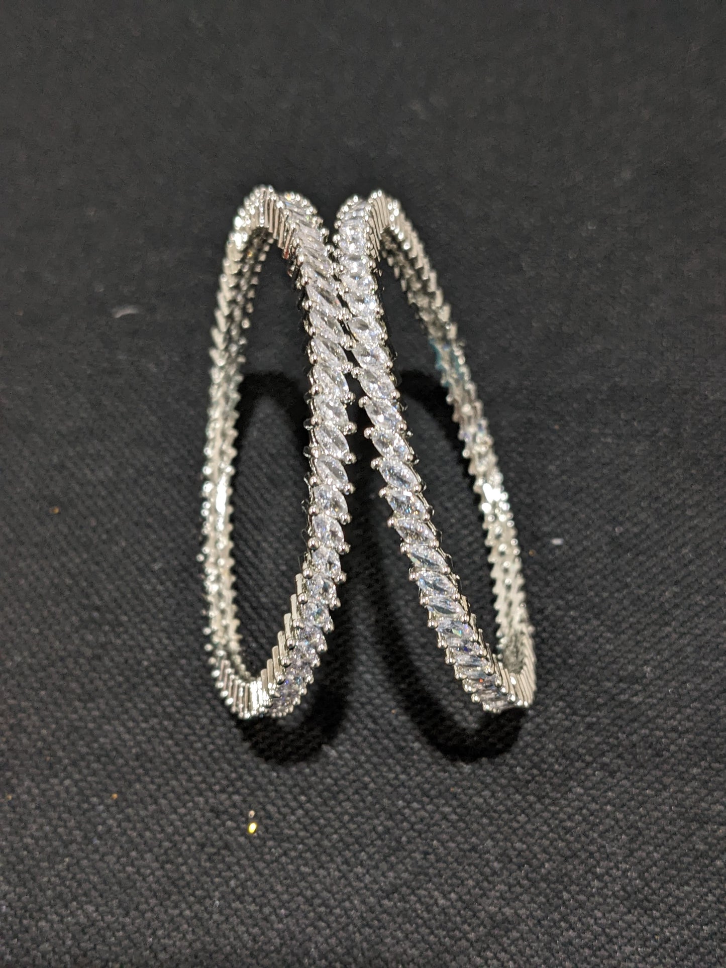 Diamond design Silver Rhodium plated CZ bangles