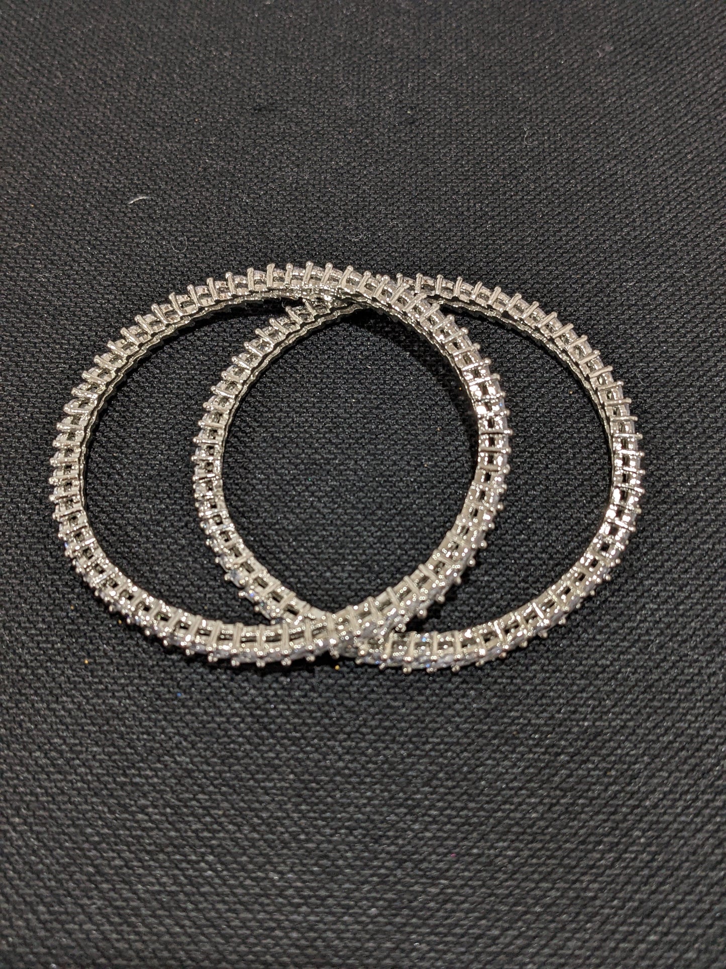 Diamond design Silver Rhodium plated CZ bangles