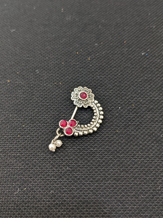 Oxidized silver Medium size clip on Nose Pin