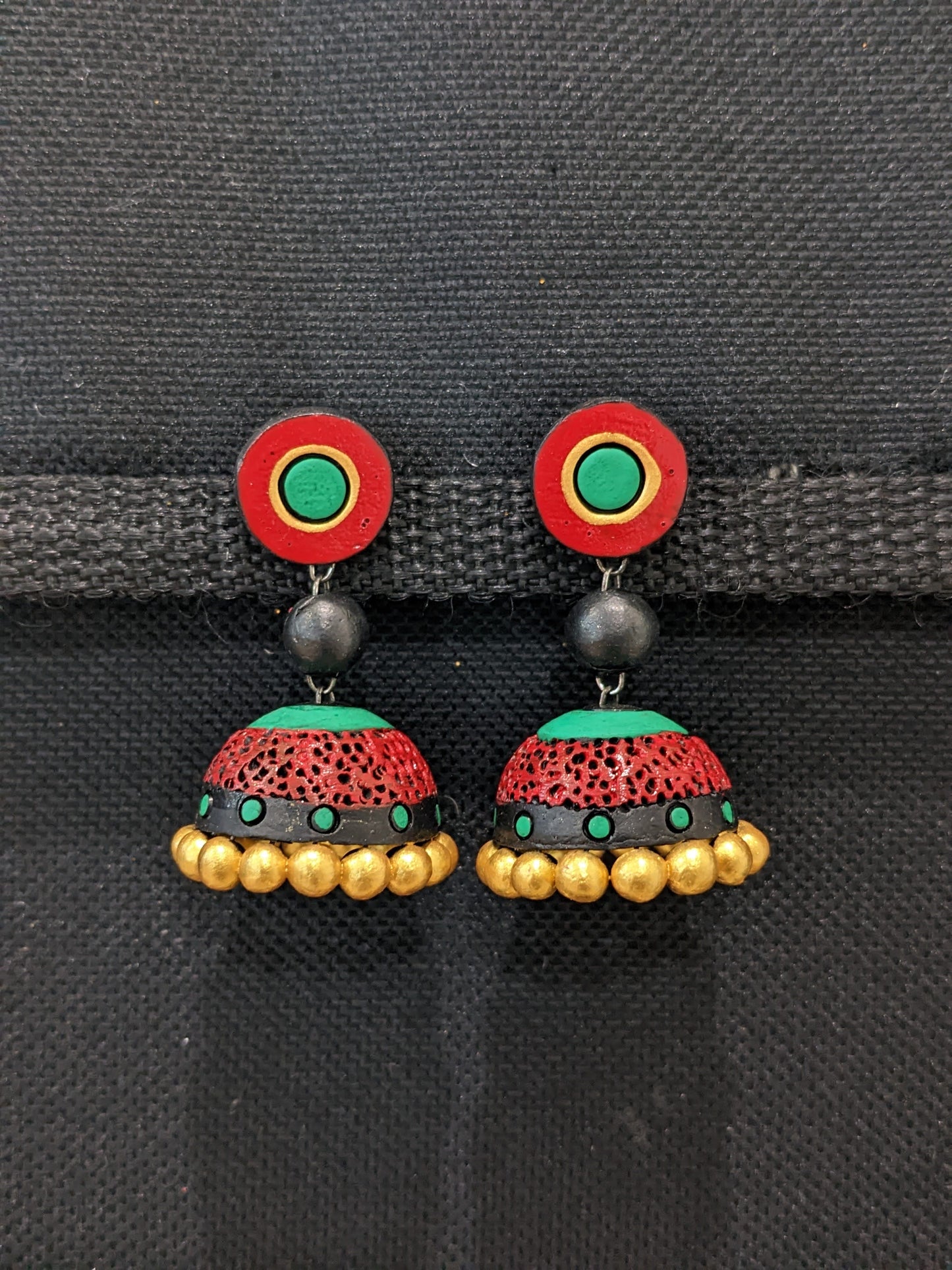 Terracotta Colorful Jhumka Earrings